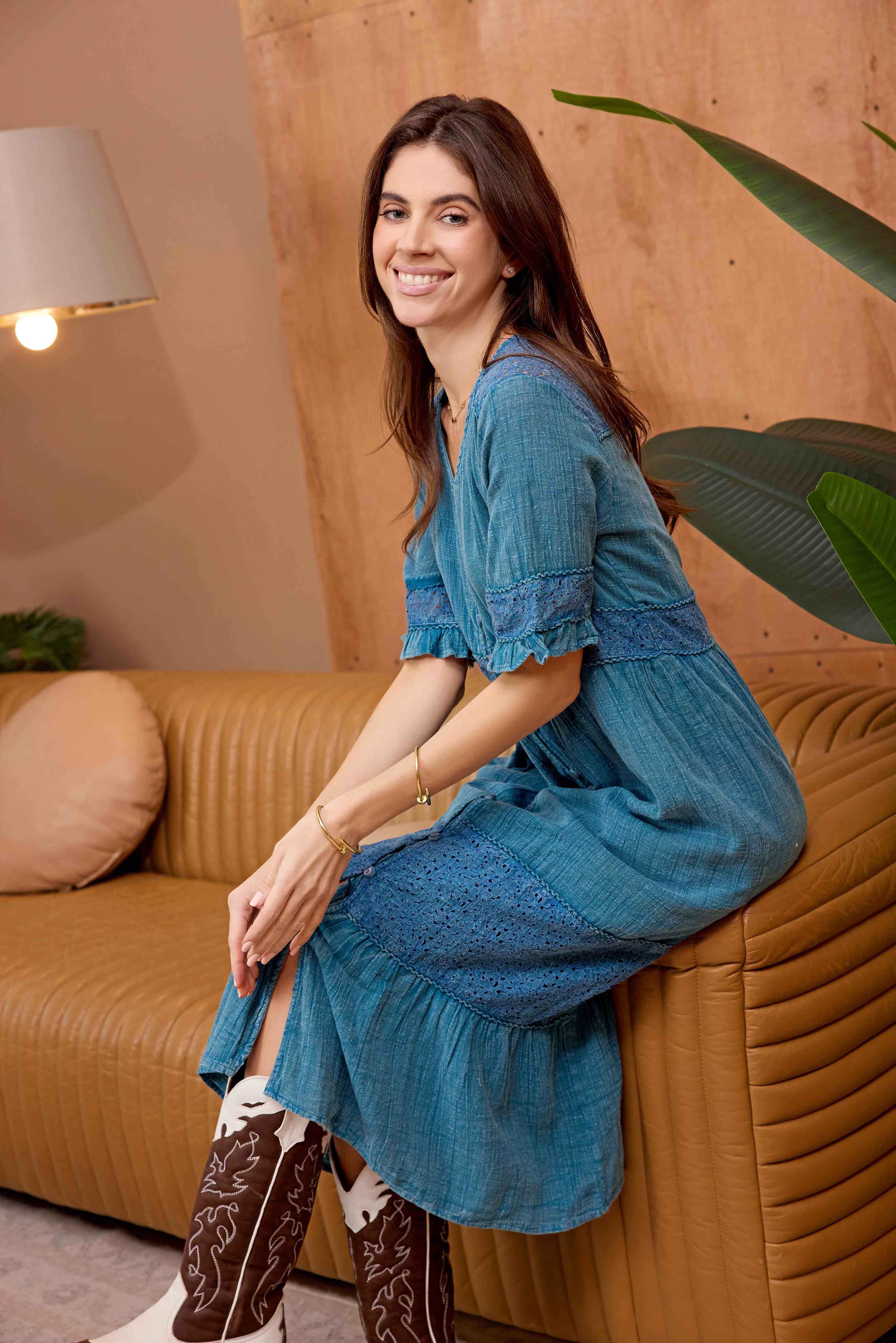 Bohera Jenny Lore Blue Washed Effect Dress