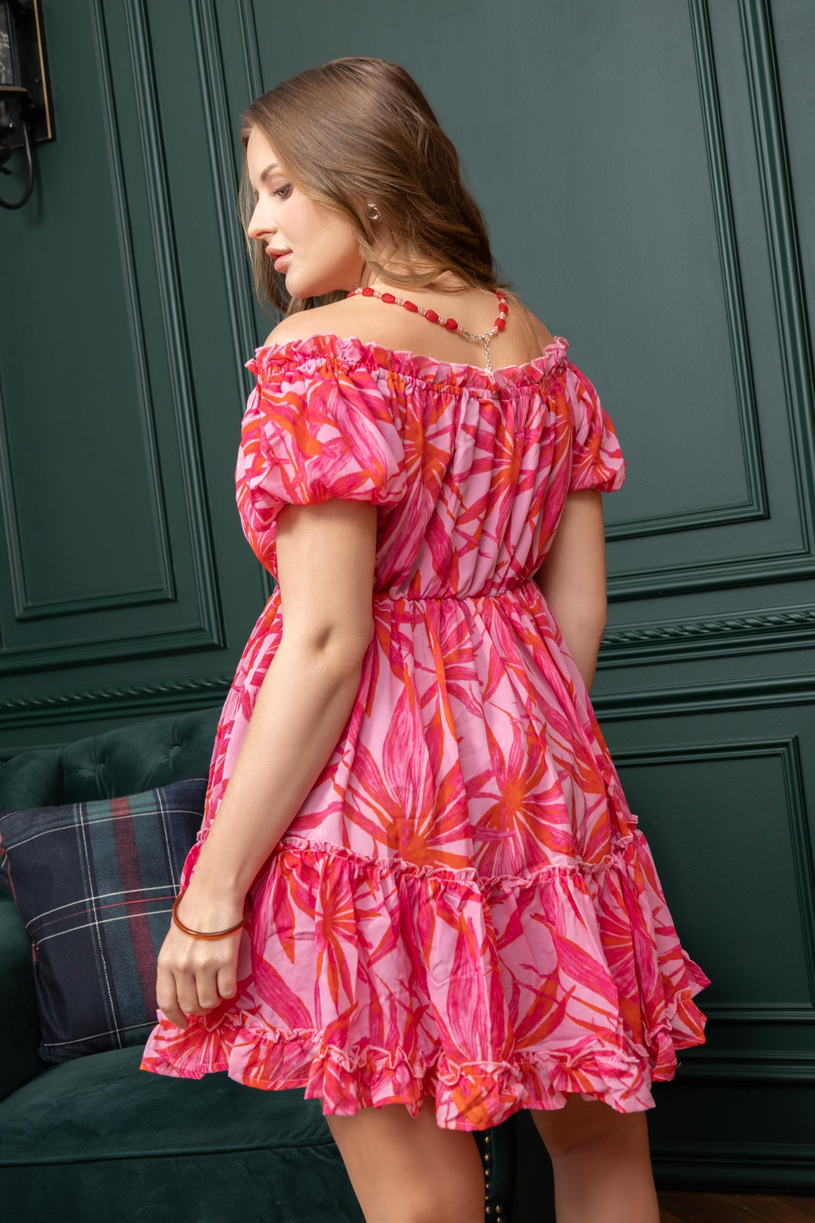 Erin Lovely Pattern Dress In Pink
