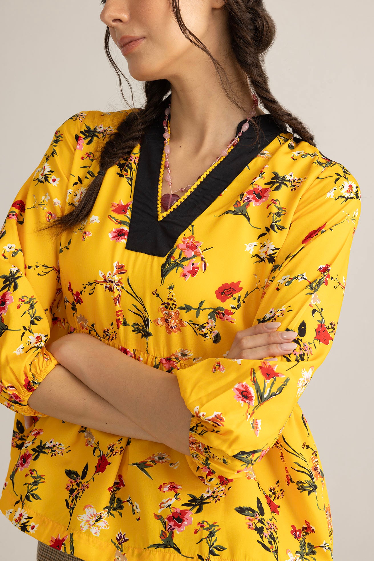 Zinnia Blaze Tunic Top in Marigold Rush