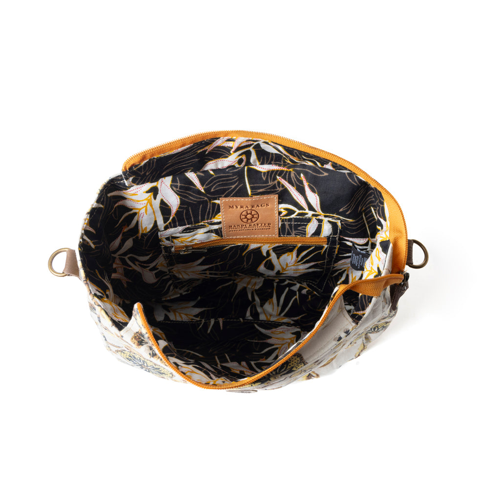 Mesa Morning Glories Messenger Bag In Brown And Off White