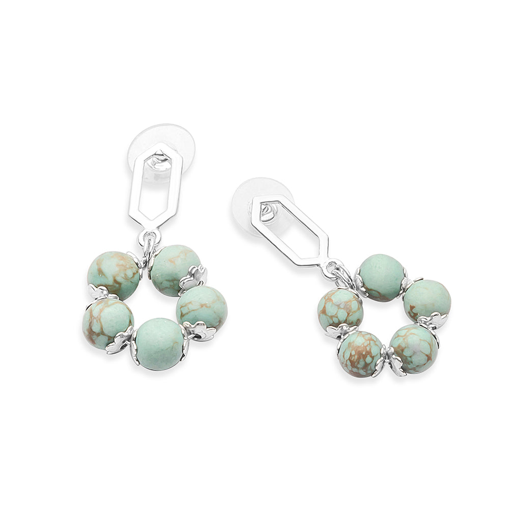 Five Petals Earrings In Sea Green