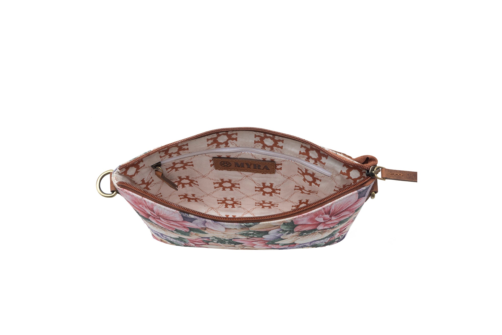 Myra Wildflower Trail Cotton & Leather Crossbody Bag in Vintage Rose