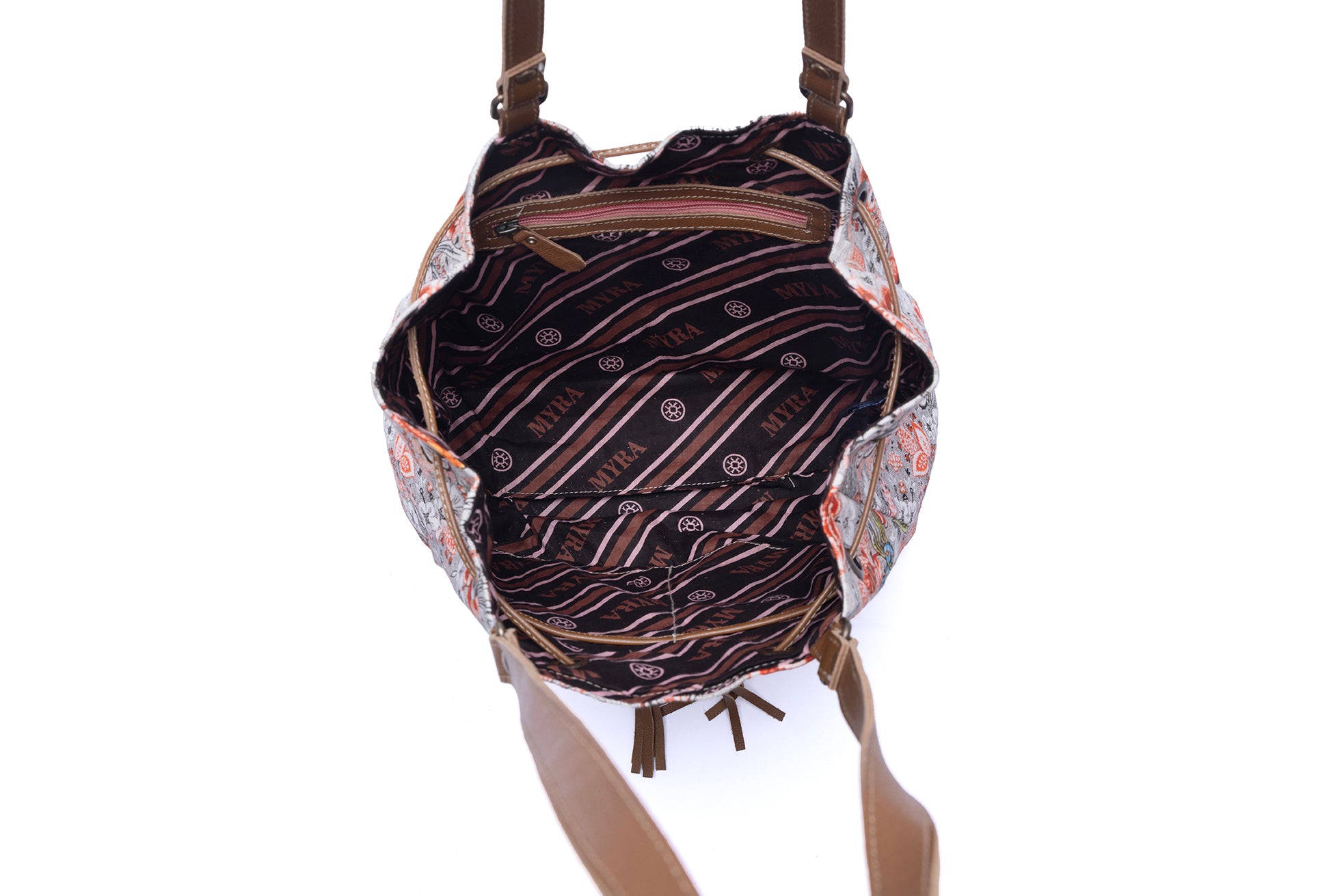 Myra Southern Bloom Cotton & Leather Bucket Bag in Clay Blossom