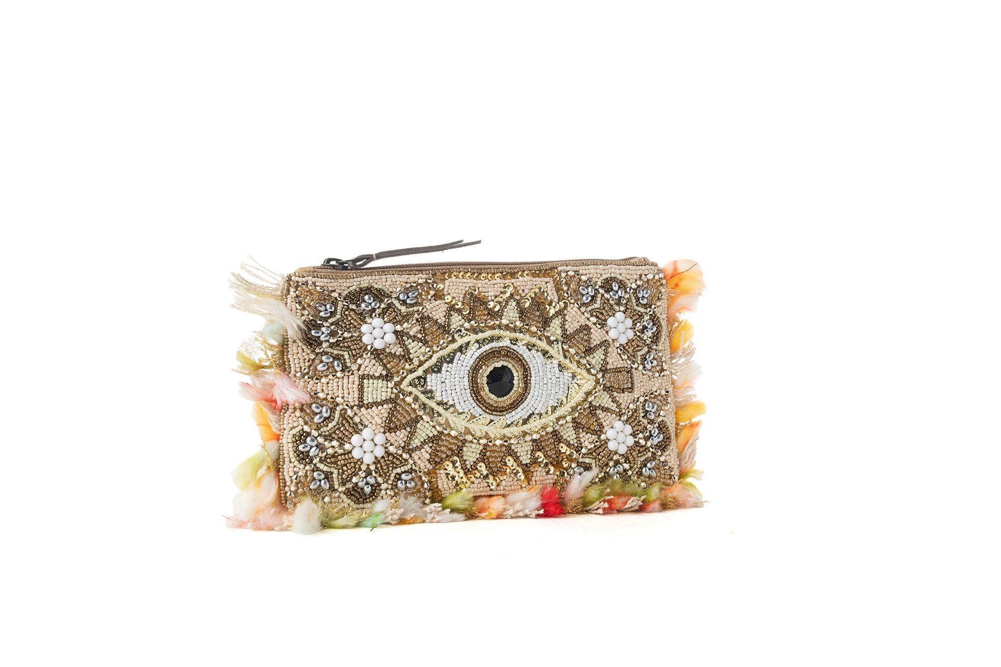 Myra Eye of the Storm Beaded Pouch in Gold Gaze