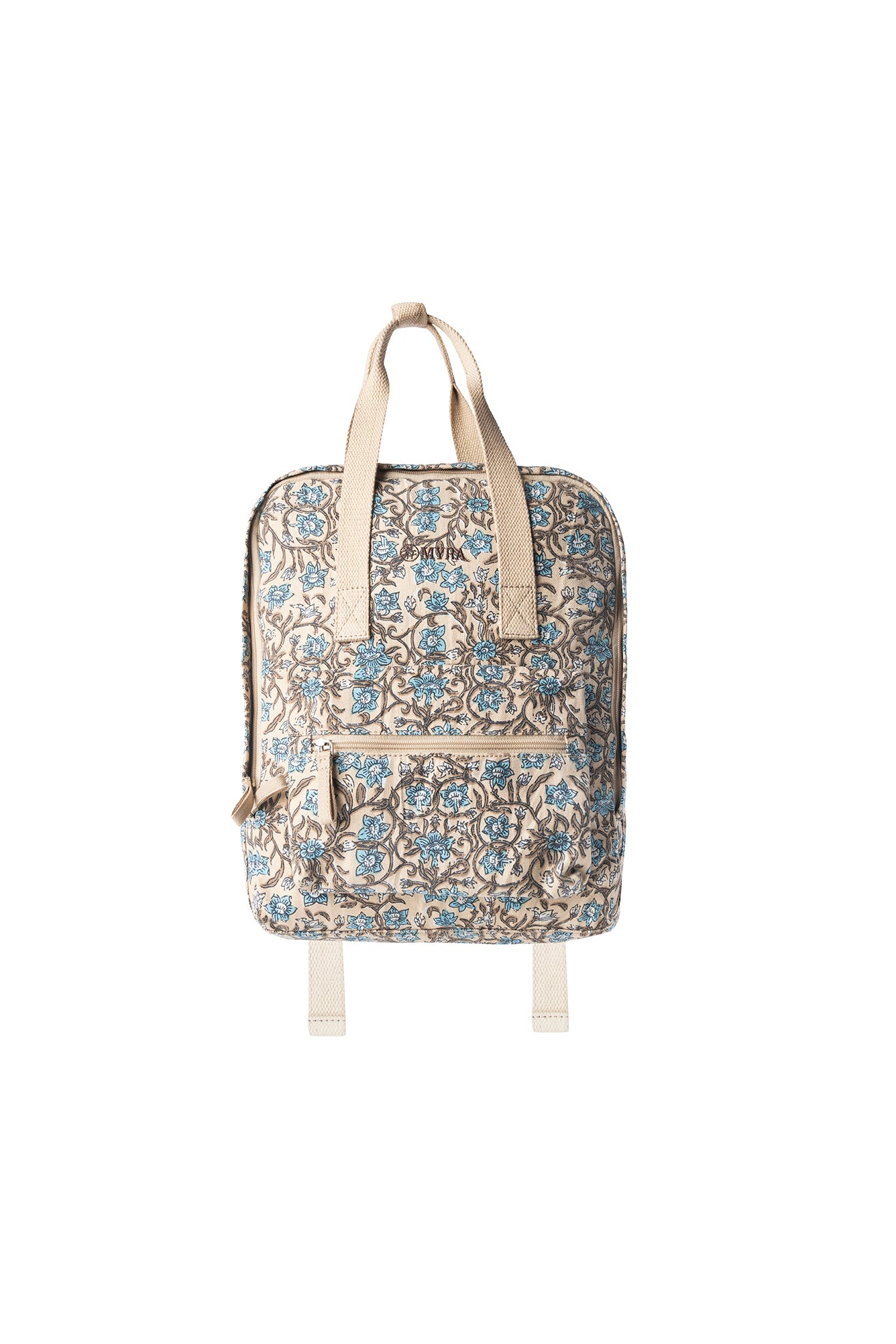 Myra Pine Meadow Cotton & Leather Crossbody Bag in Natural & Blue Floral