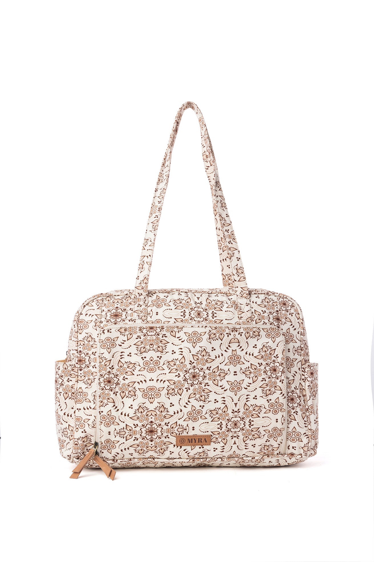 Myra Sunnyfield Cotton Diaper Bag in Mocha Beige