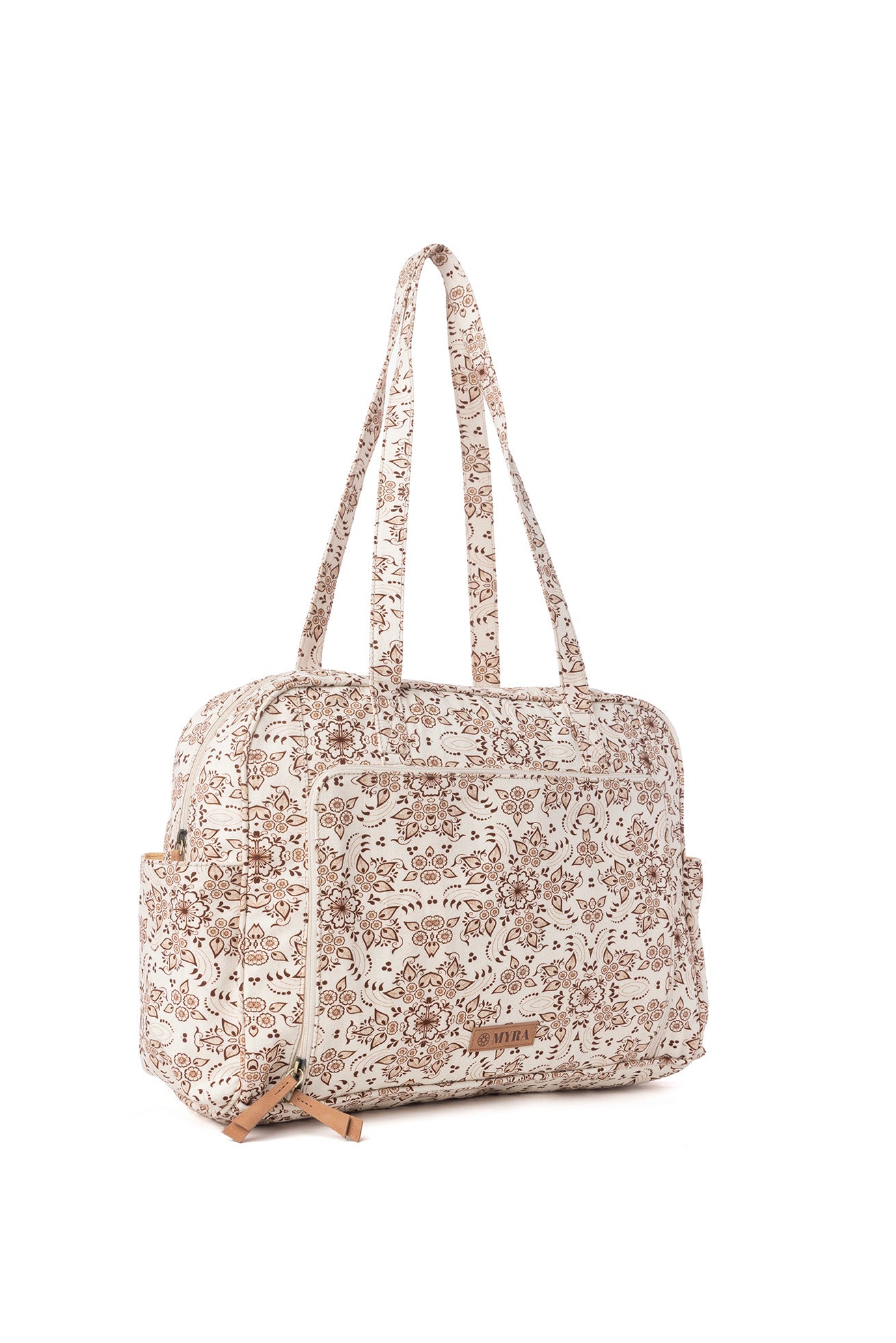 Myra Sunnyfield Cotton Diaper Bag in Mocha Beige