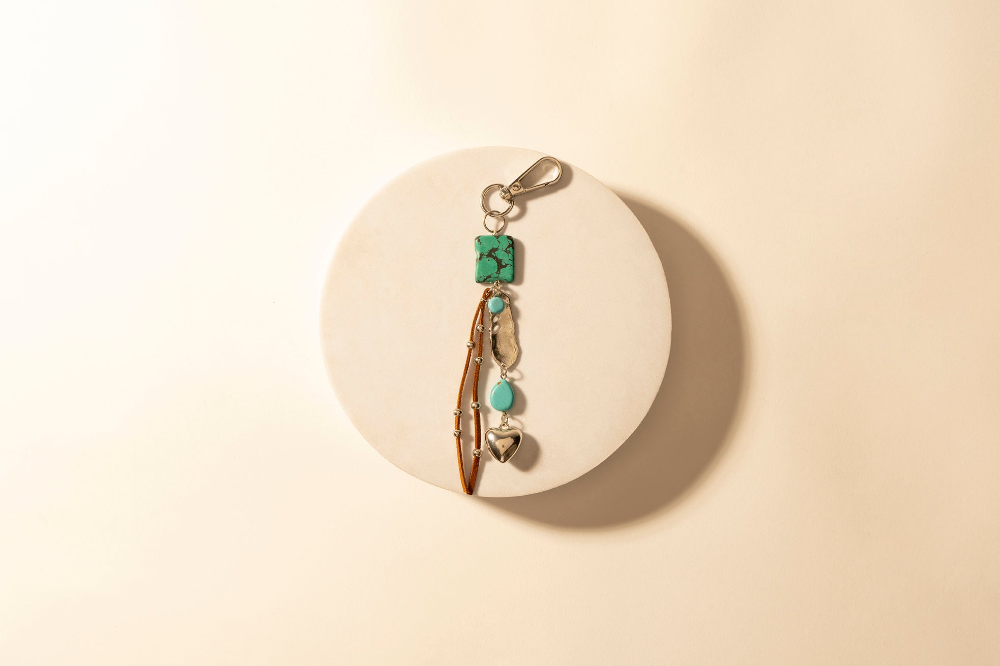 Myra Longhorn Charm Keychain in Desert Turquoise