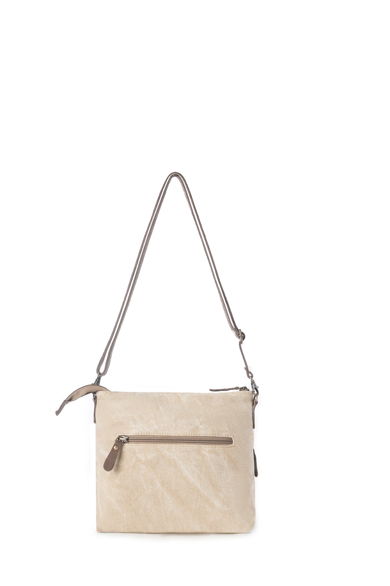 Myra Wildprint Trail upcycled canvas crossbody Bag for Women in ivory with vintage print