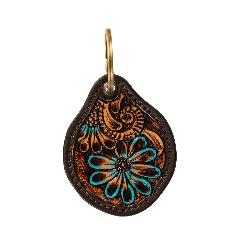 Glowing Bloom Hand-Tooled Key Fob