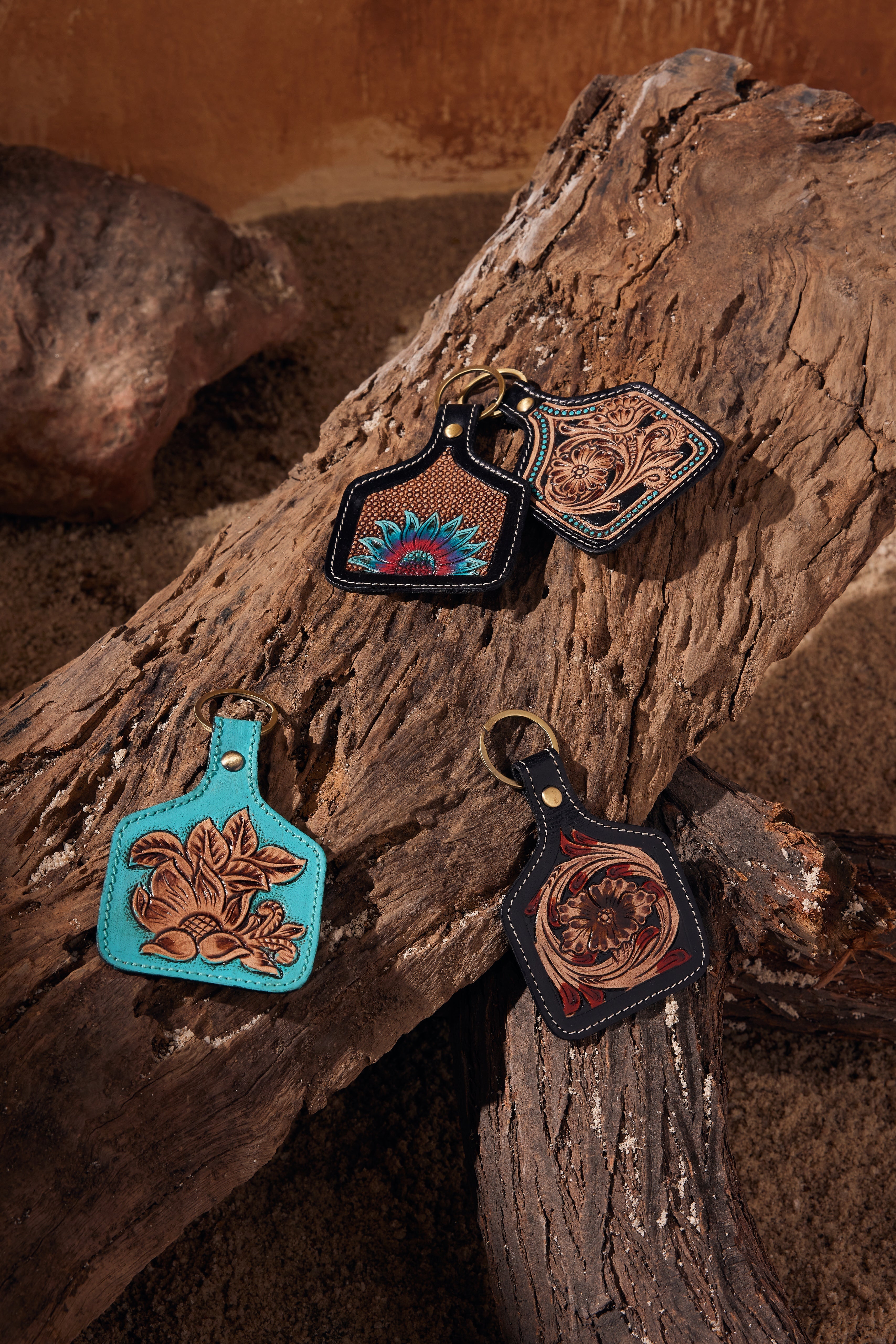 Country Road Hand-Tooled Key Fob