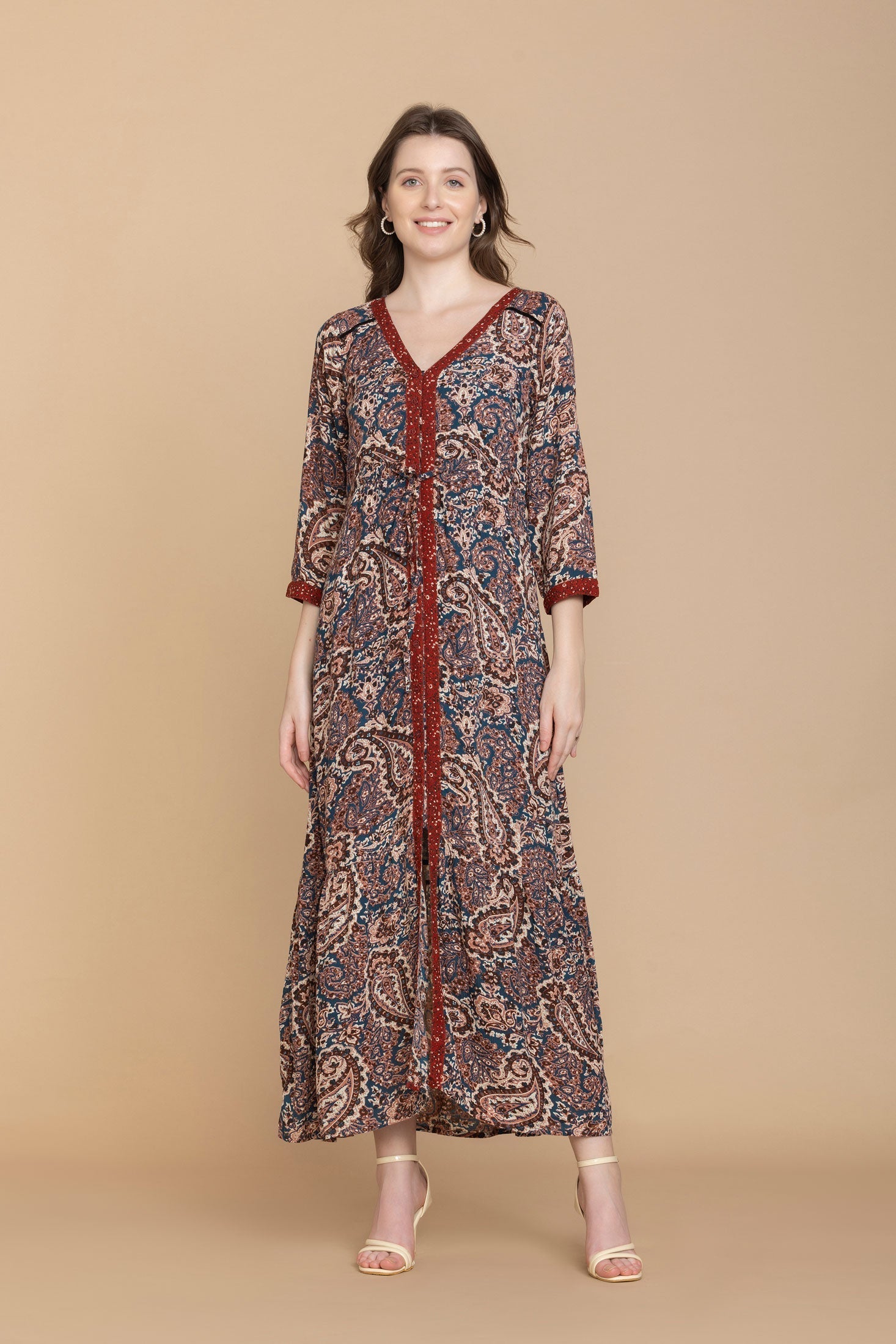 Jasmine Paisley V-Neck Maxi Dress