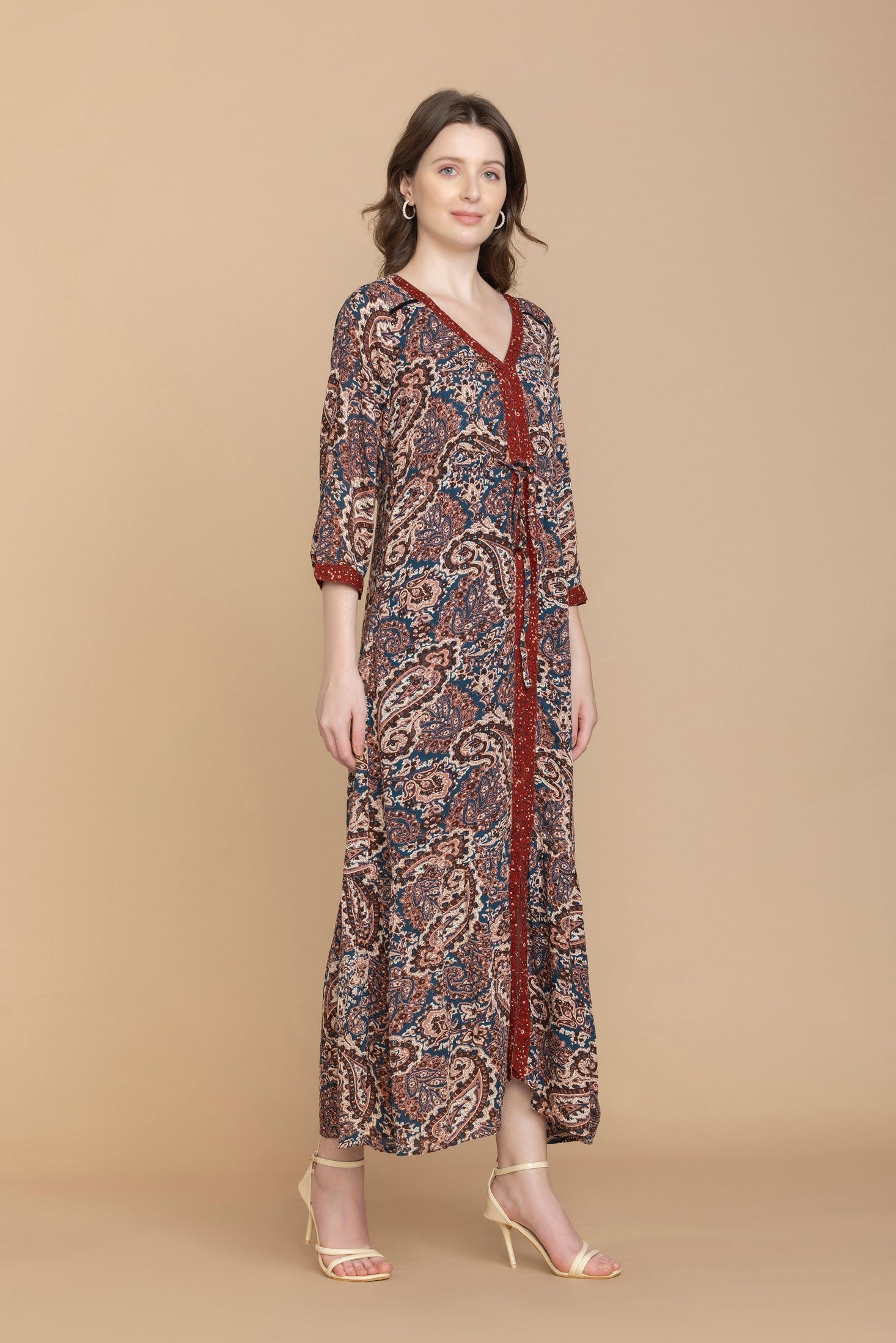 Jasmine Paisley V-Neck Maxi Dress