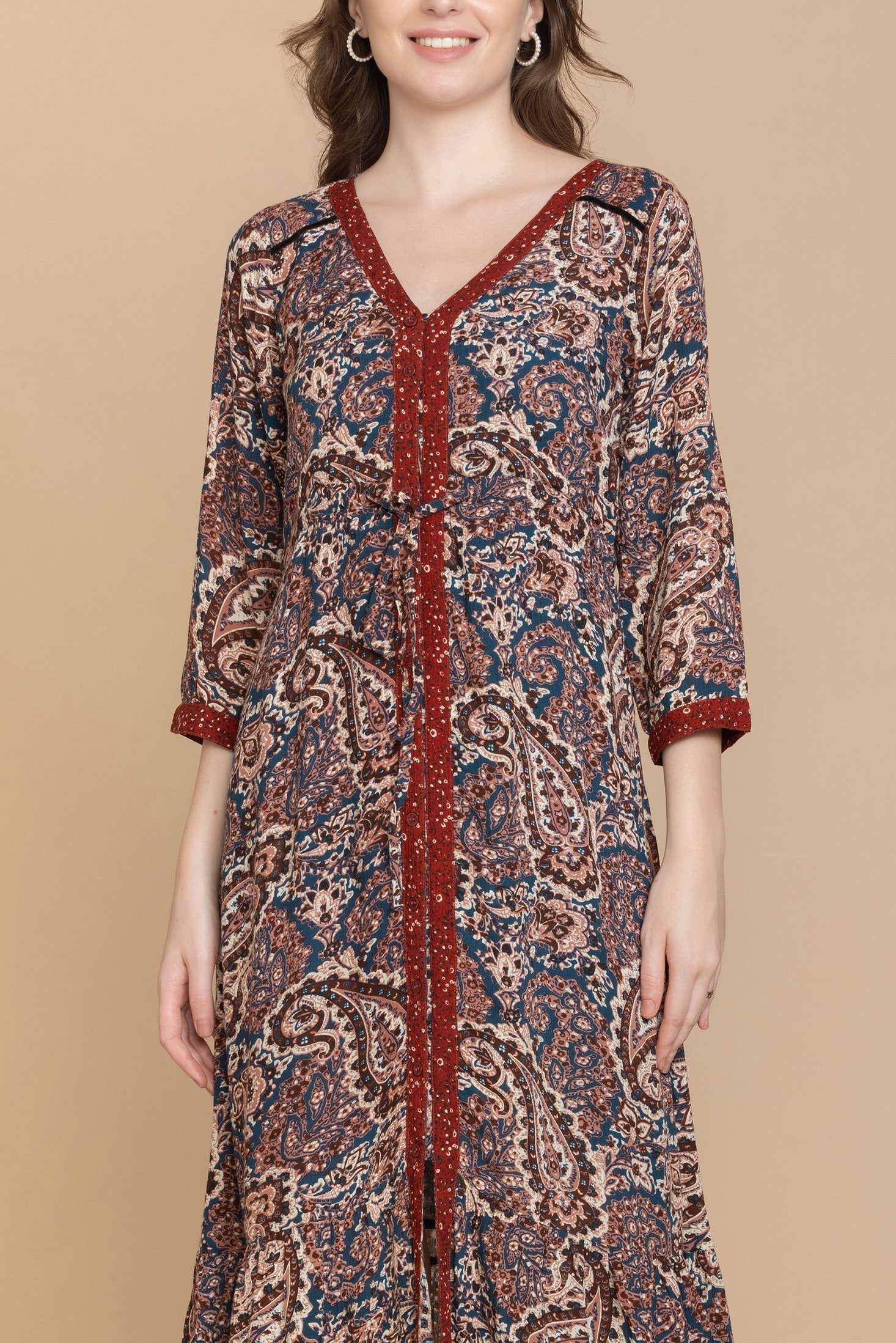 Jasmine Paisley V-Neck Maxi Dress