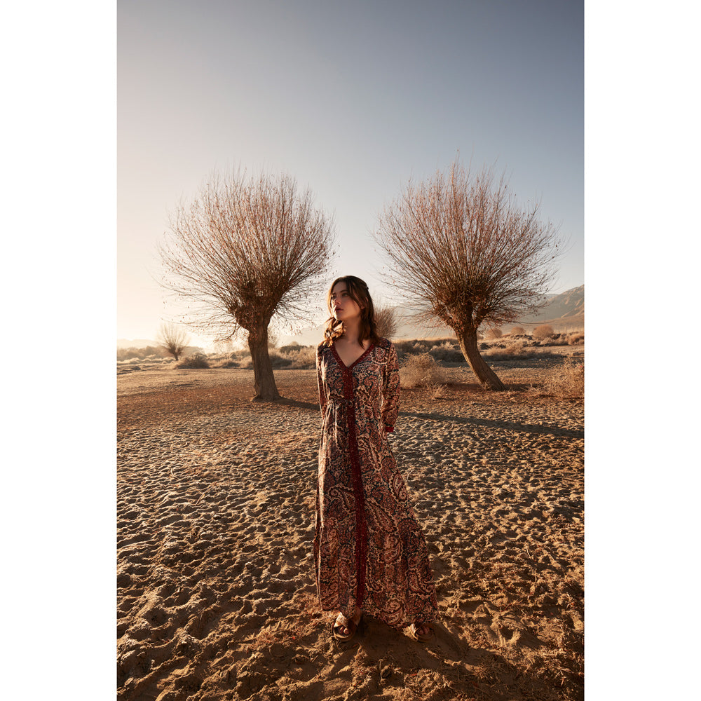 Jasmine Paisley V-Neck Maxi Dress
