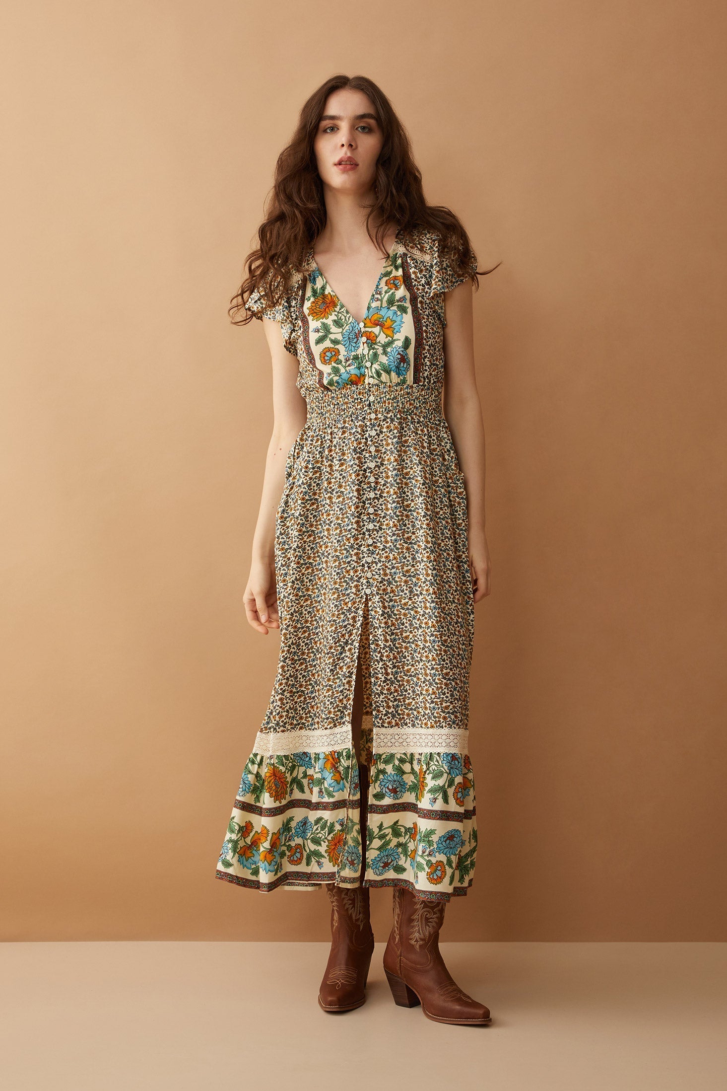 Mika Lou Embroidered Drop Waist Tiered Dress Mika Lou Embroidered Drop Waist Tiered Dress