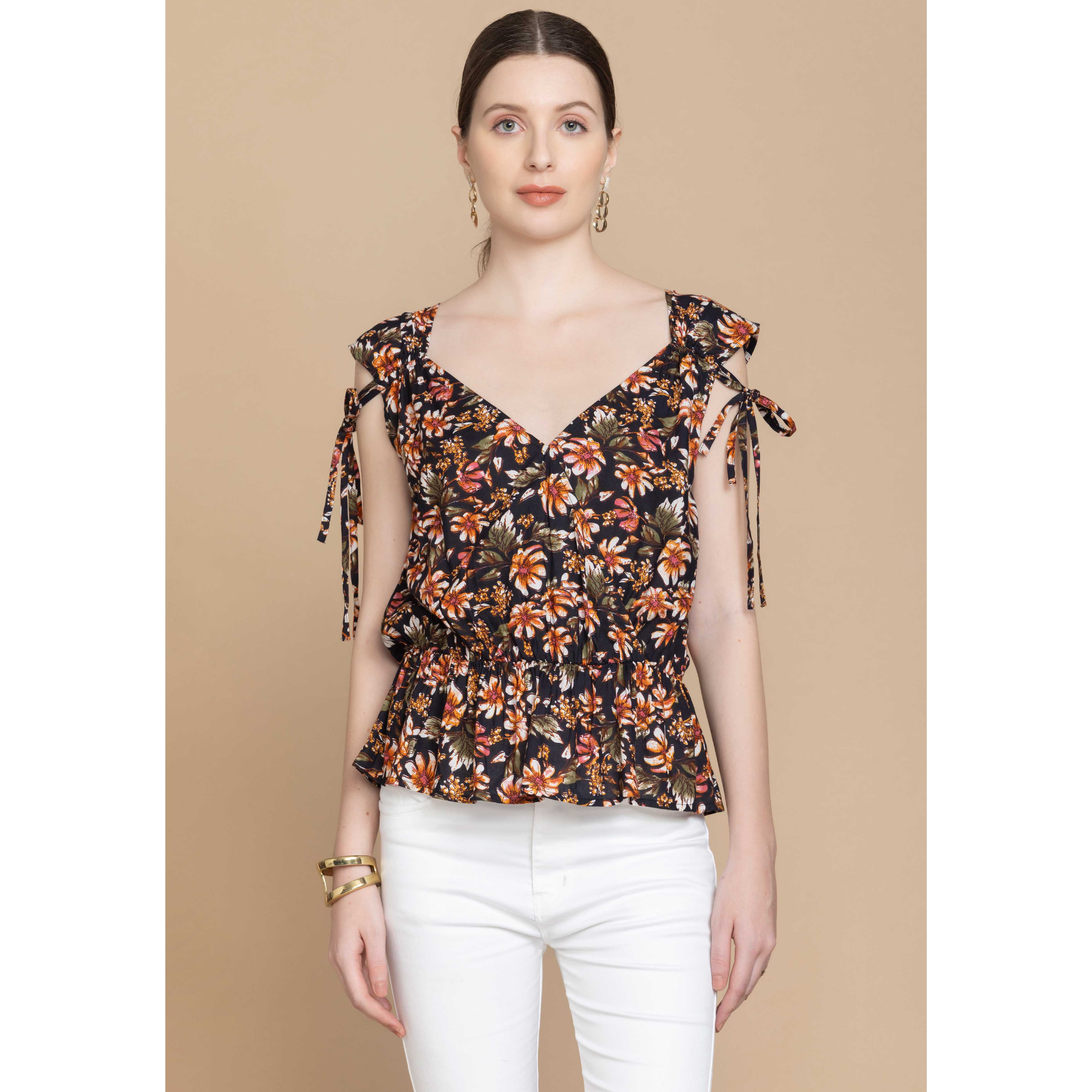 Bohera Noelle Wrap-Style Sleeveless Top with Ties