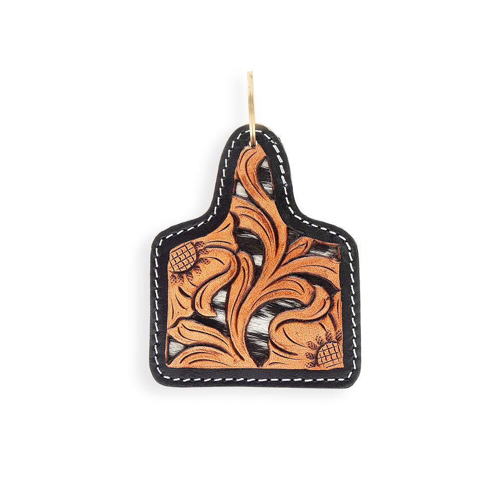 Goodnight Desert Hand-tooled Leather Key Fob