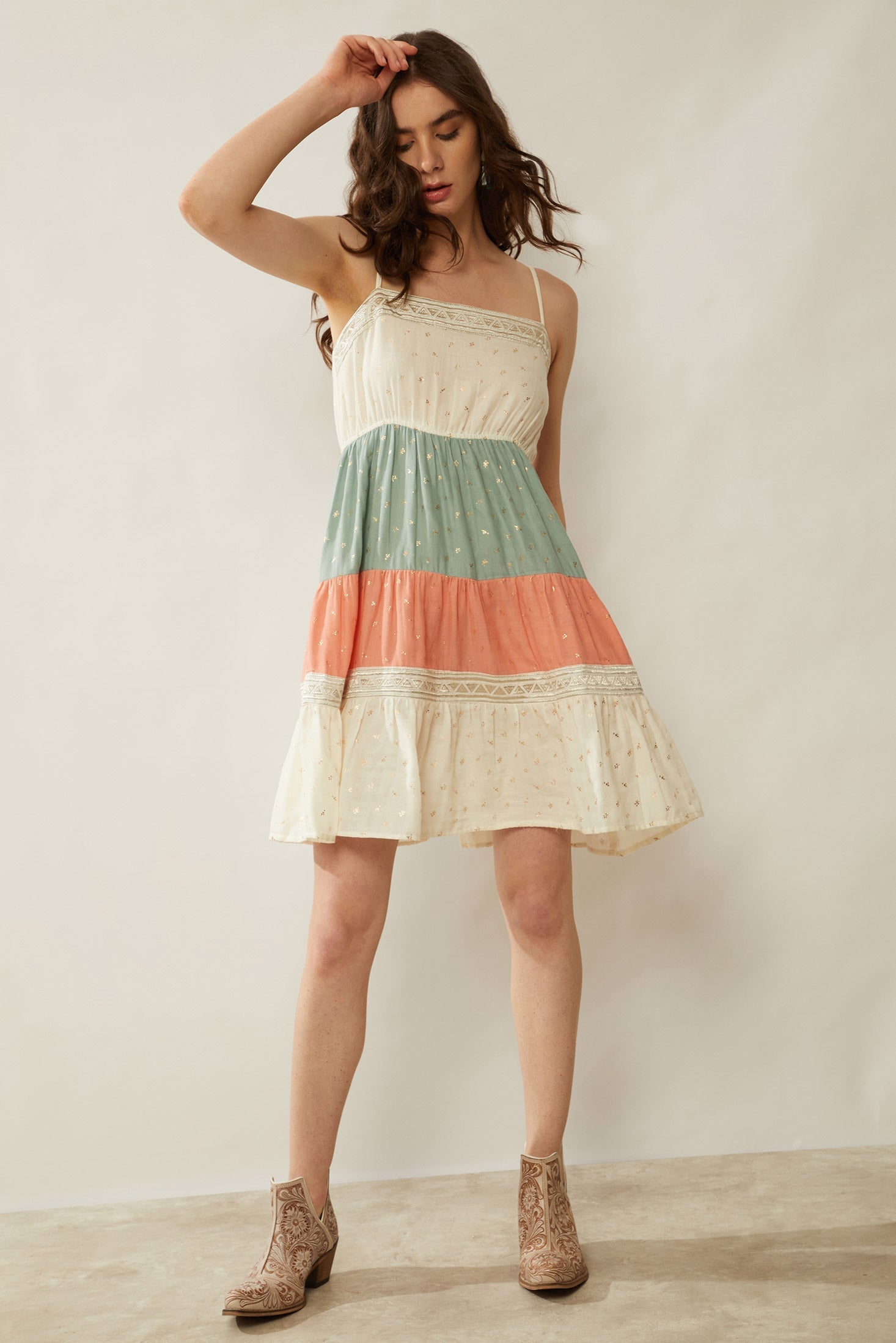 Bohera Judith Anne Color Stripe Babydoll Dress