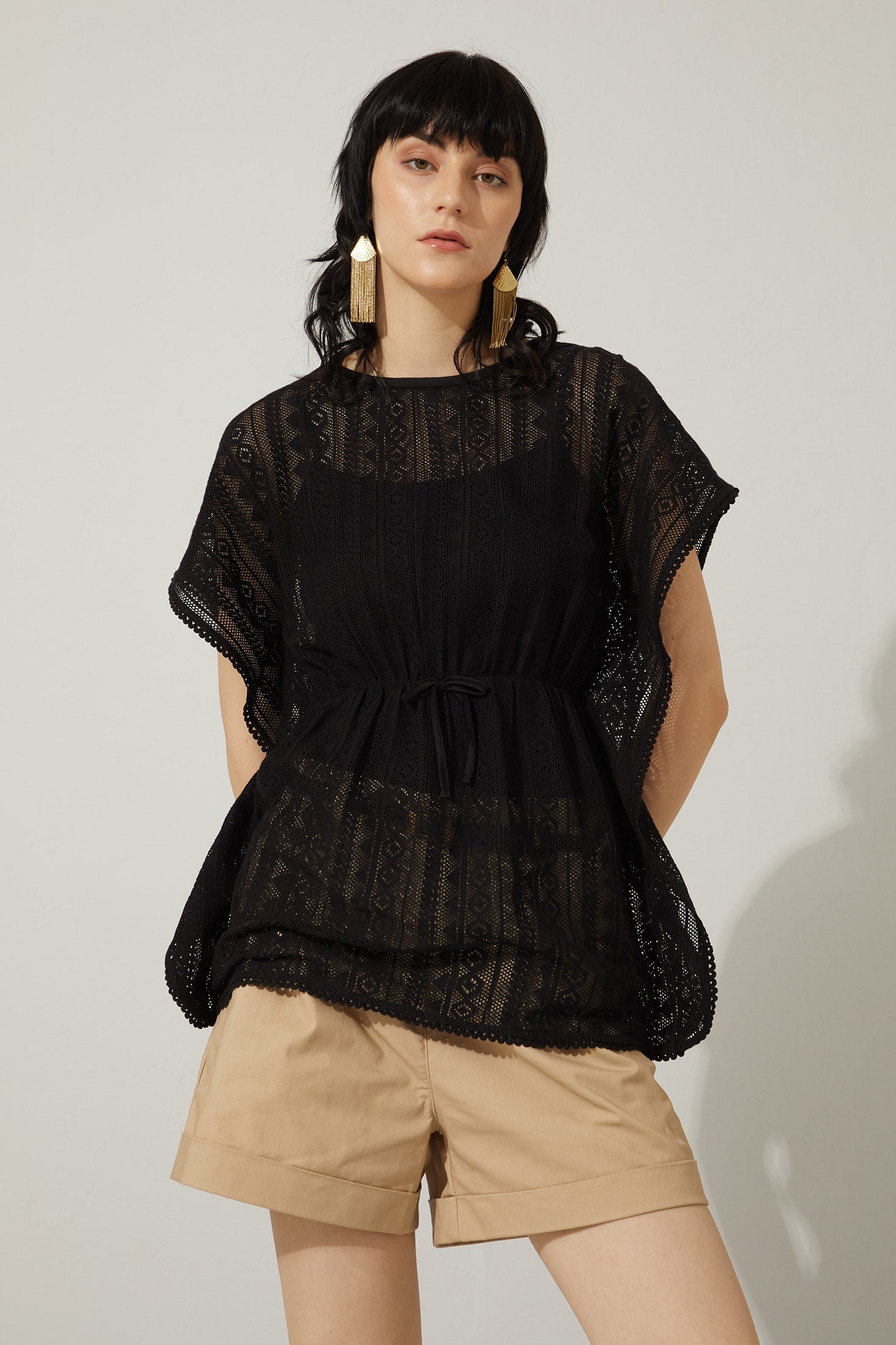 Bohera Tessa Black Lace Tunic Kaftan Top