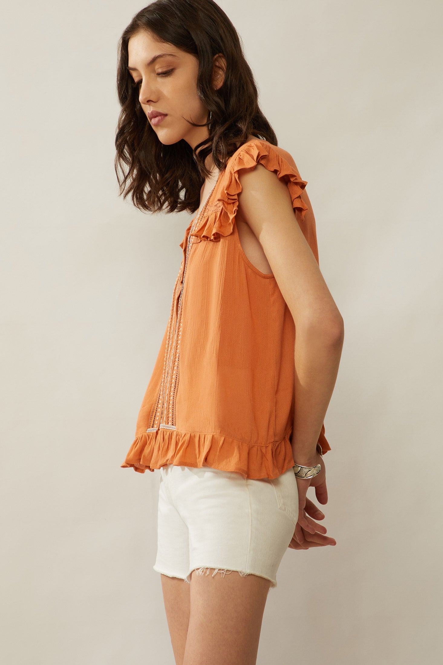 Bohera Audrey Anne Embroidered Frilled Top