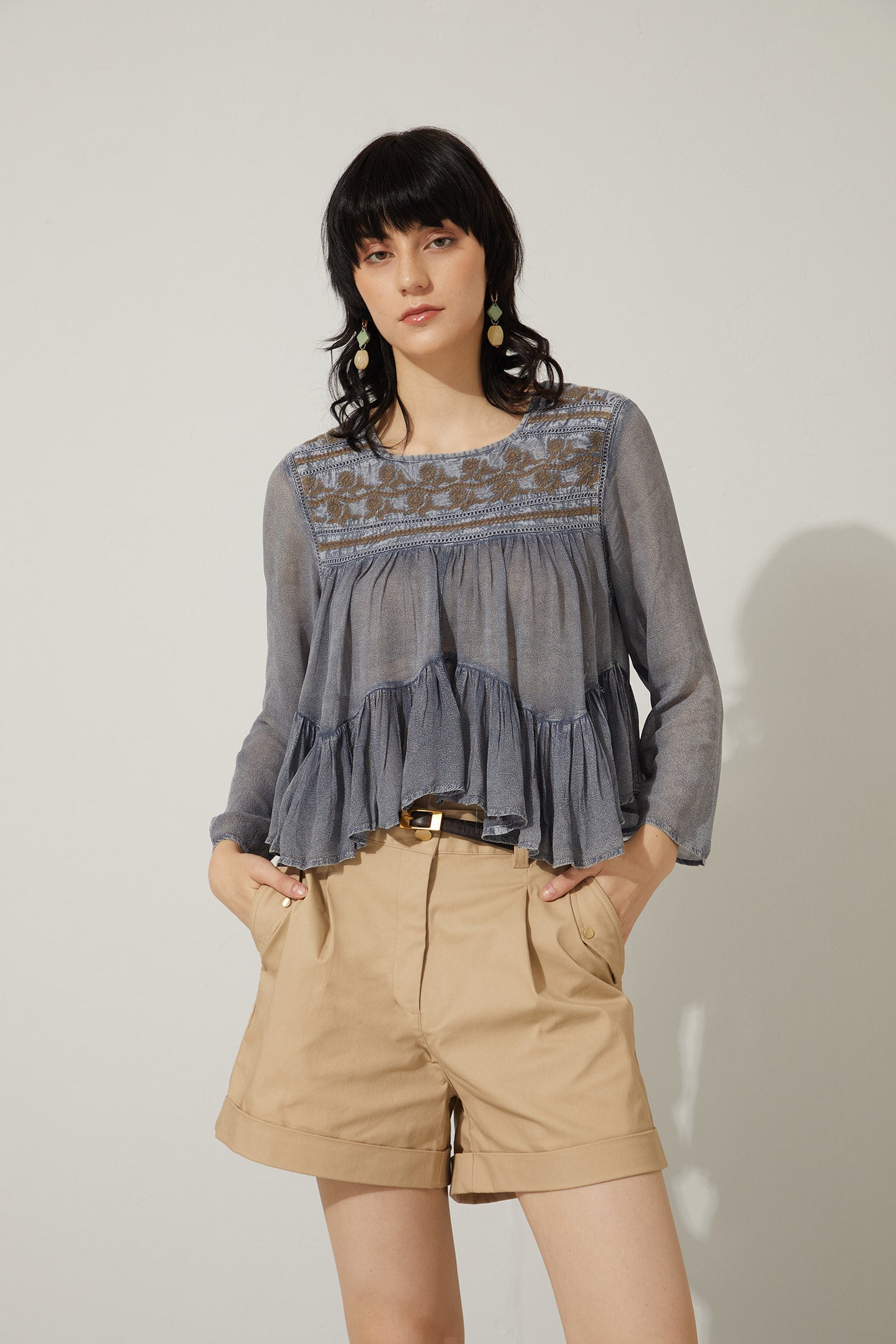 Bohera Moana Embroidered Washed TOP