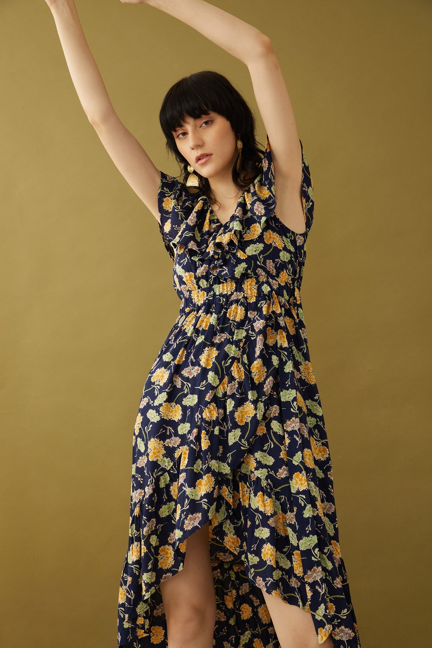 Bohera Marjorie Mellum Wrap-Over Floral Print Dress