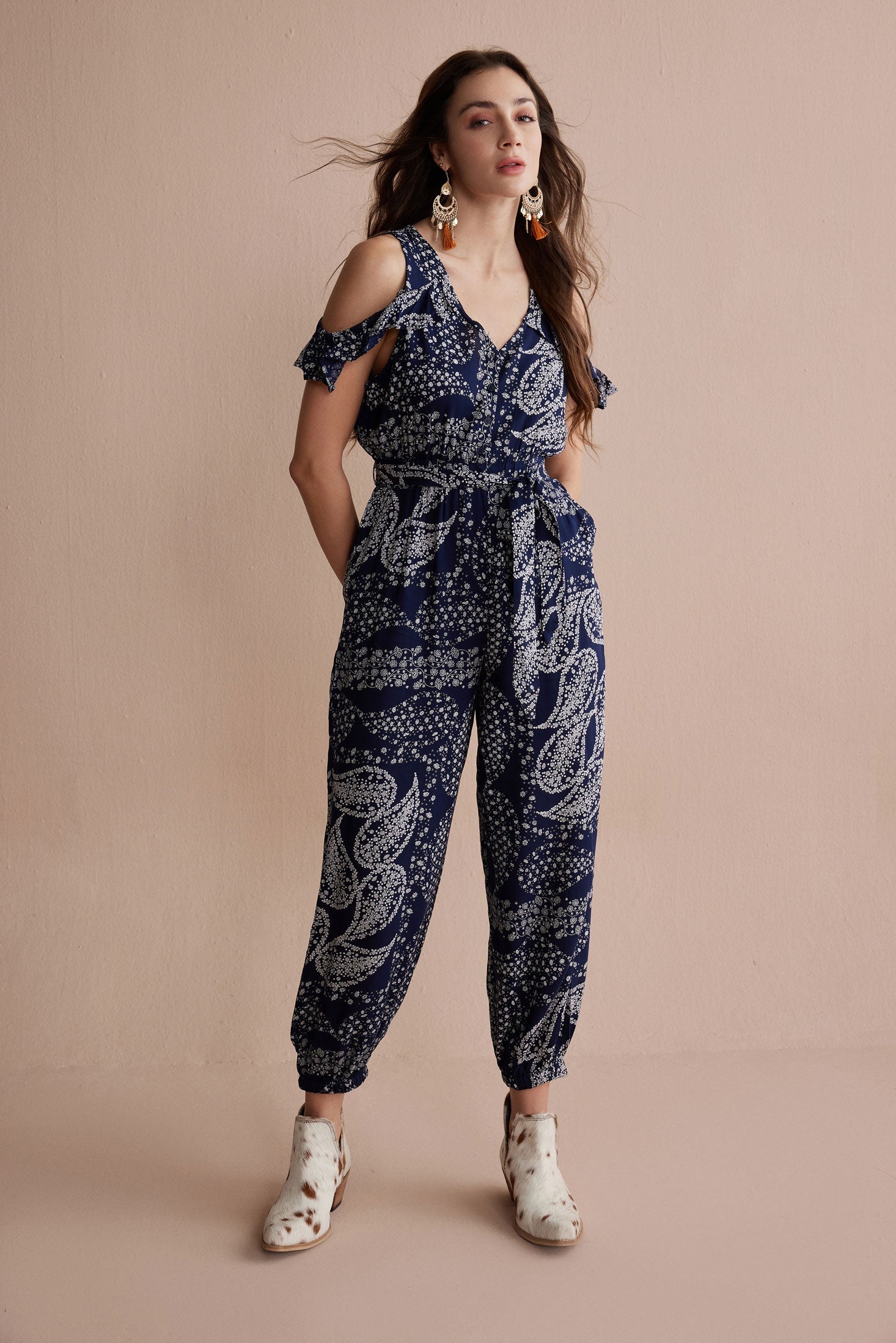 Bohera Alexis Jumpsuit in Navy Paisley