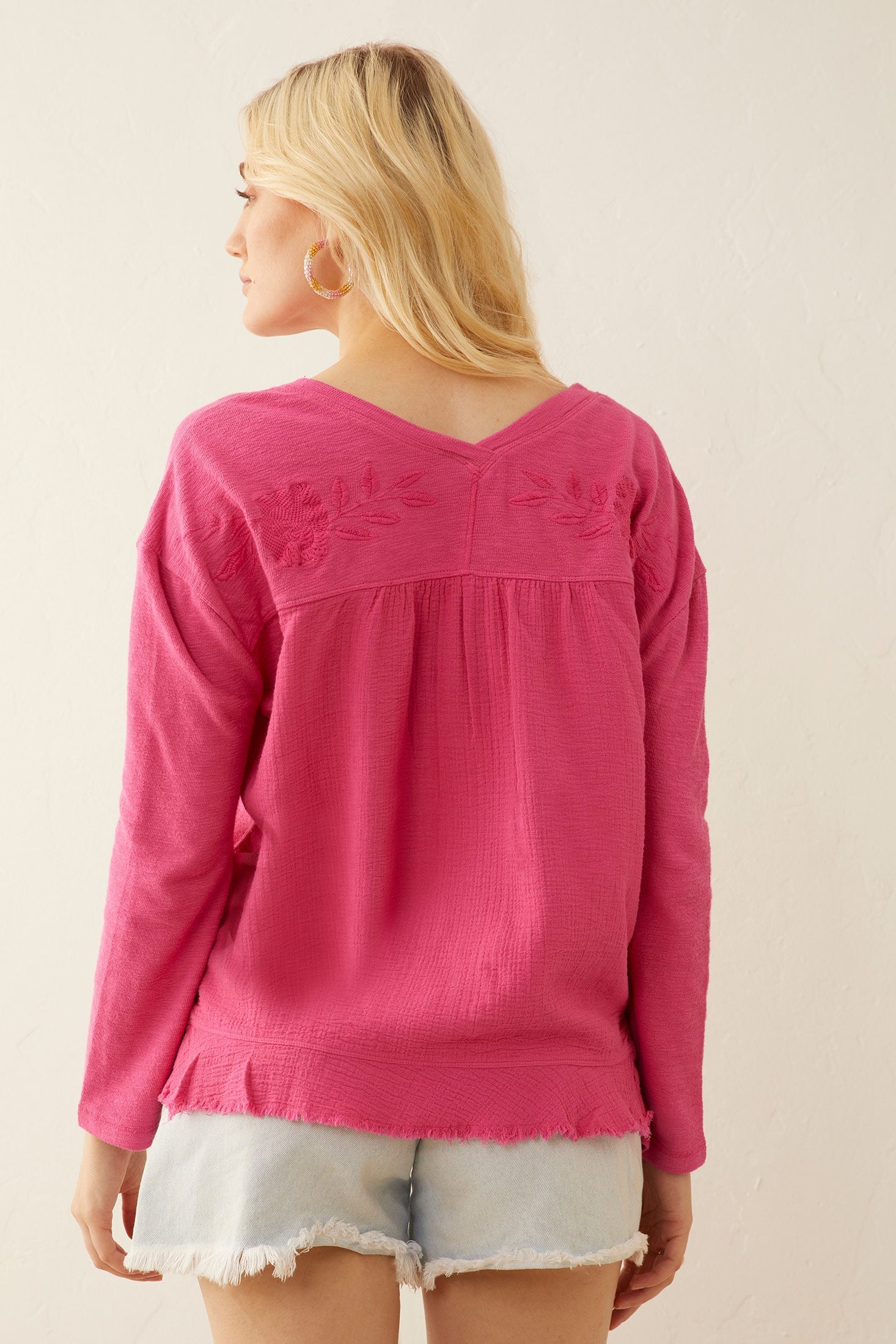 Rosalee V-Neck Top In Magenta