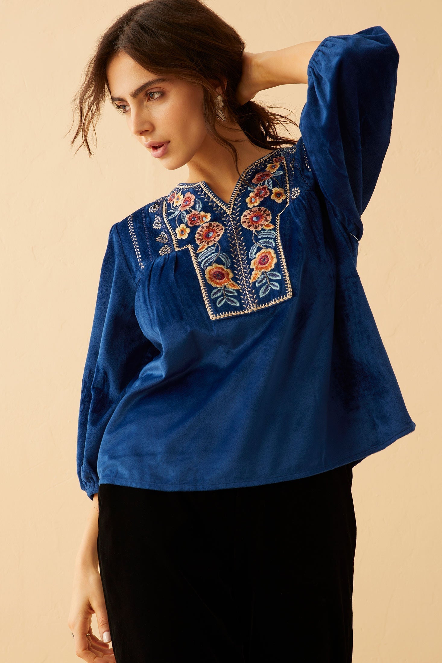 Juliana Azure Embroidered Top