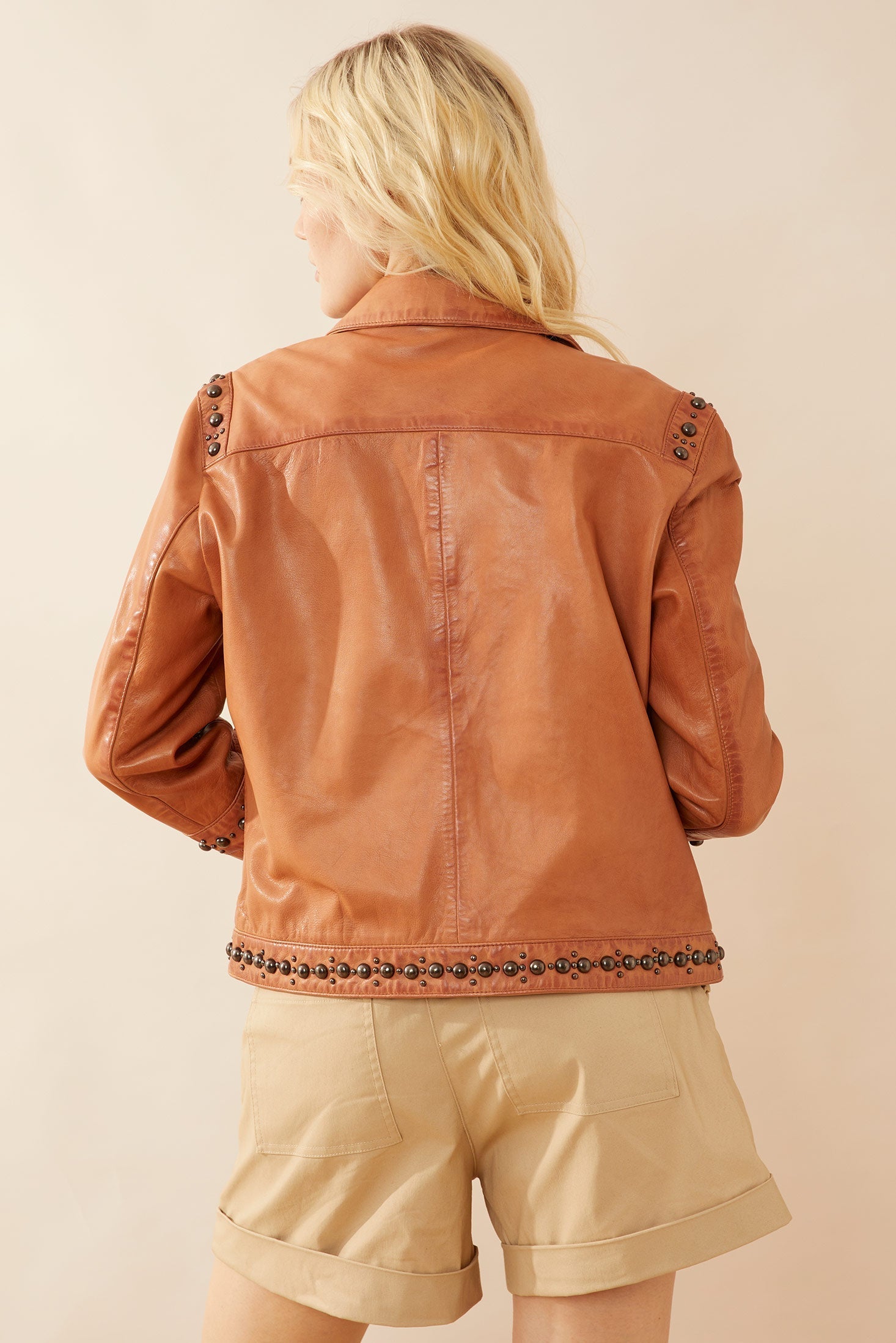 Octavia Jane Leather Jacket in Camel