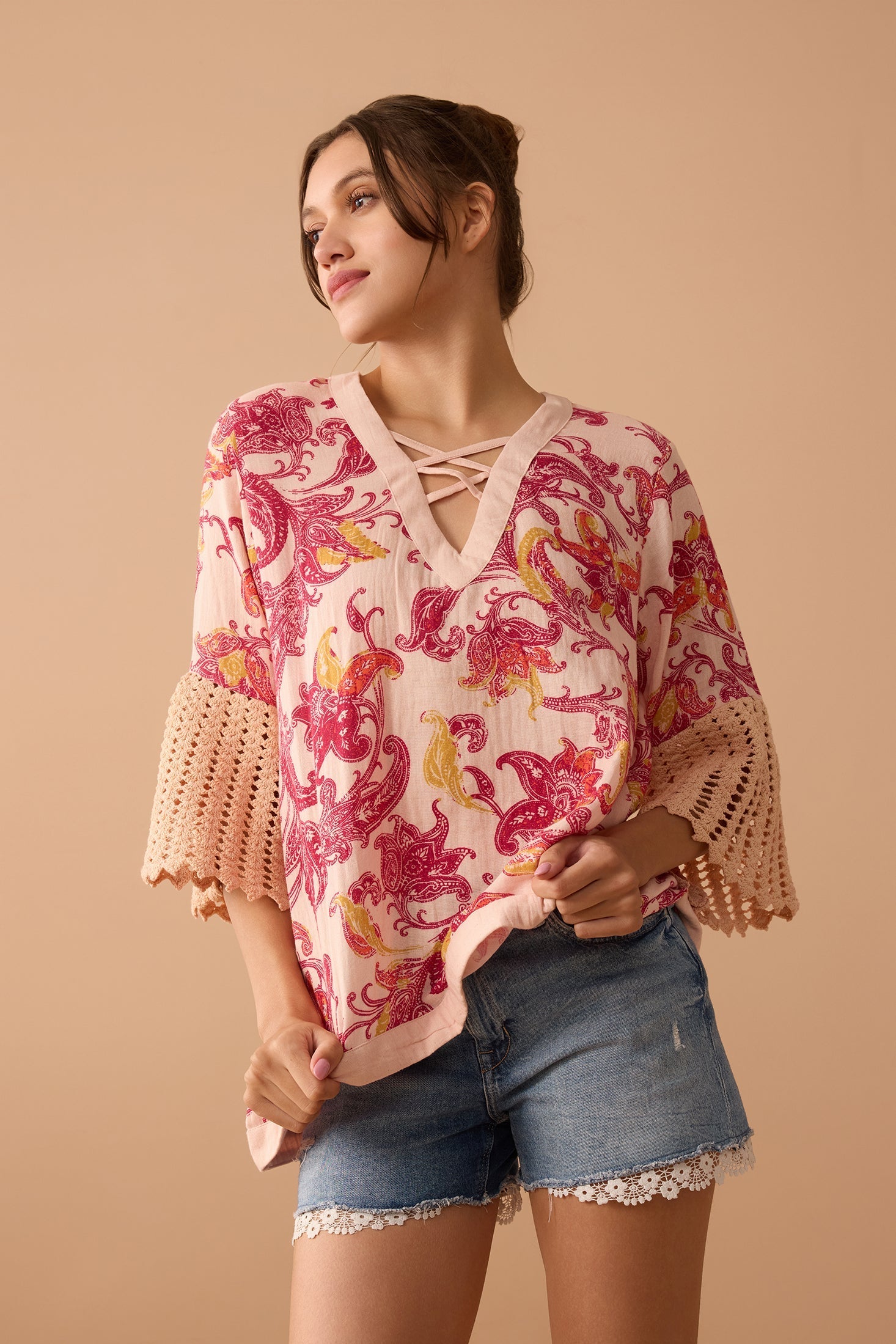 Ashley Flutter Top In Pink