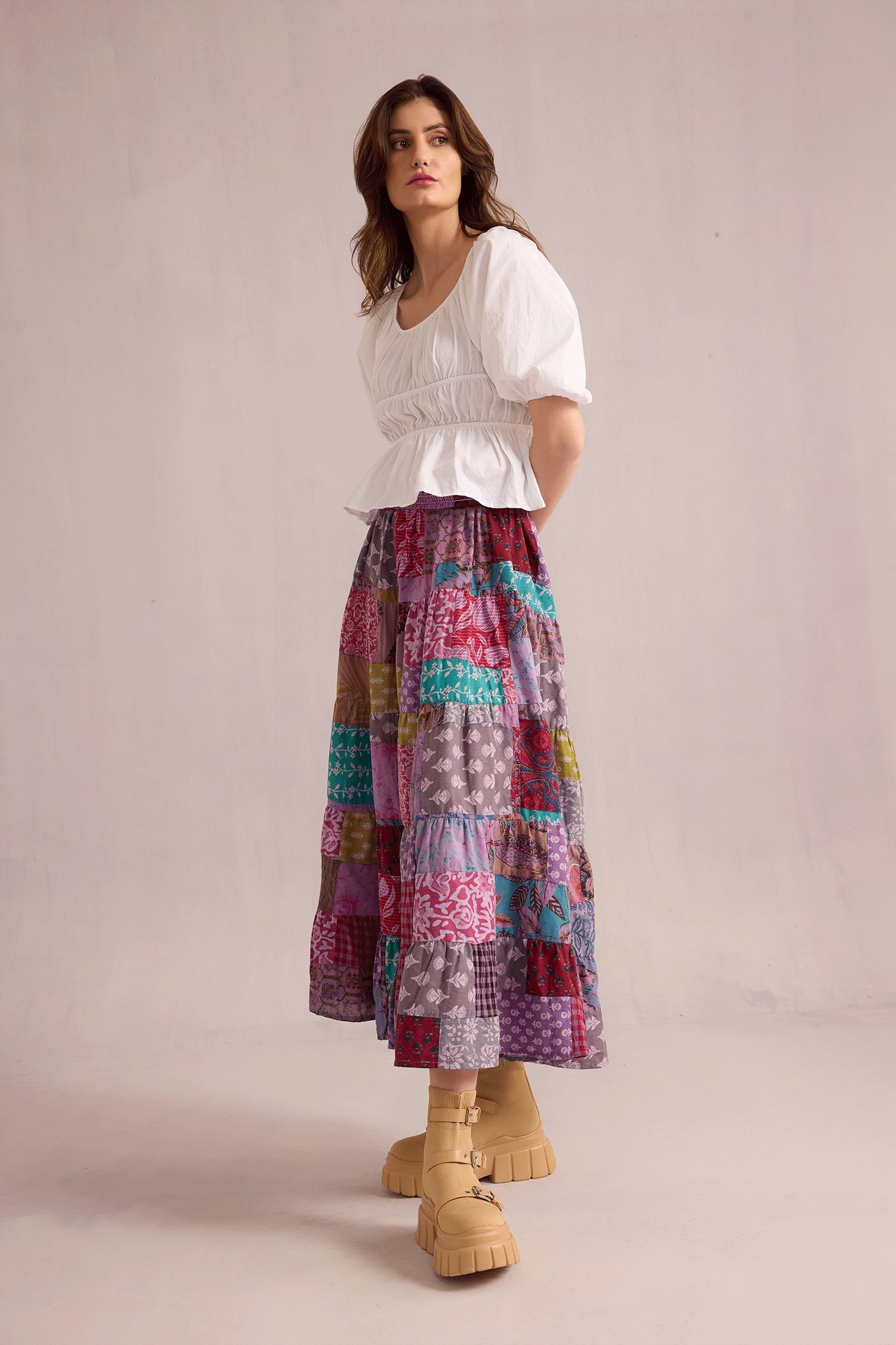 Love's Patchwork Skirt In Multicolor