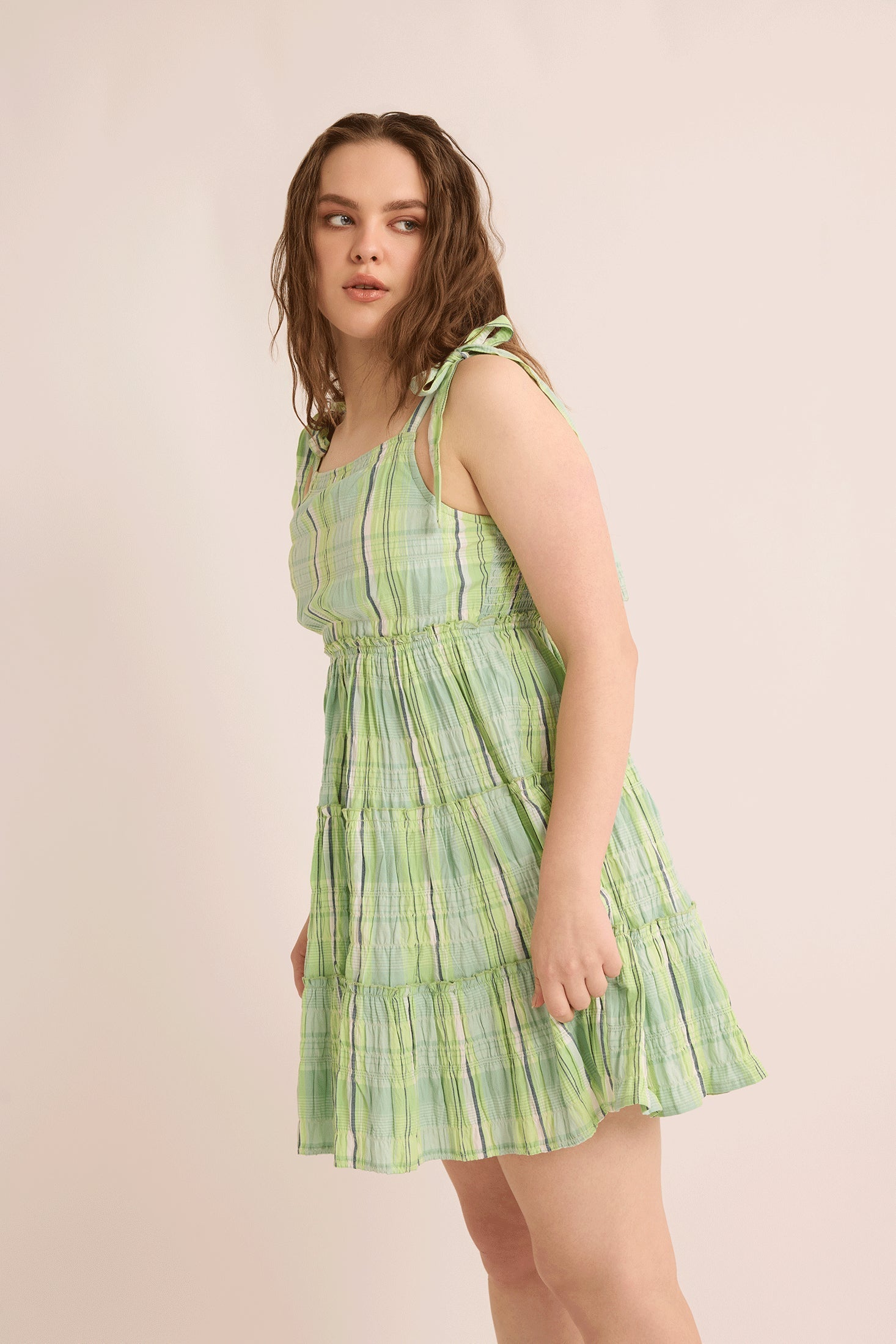 Madison's Spring A-Line Dress In Green