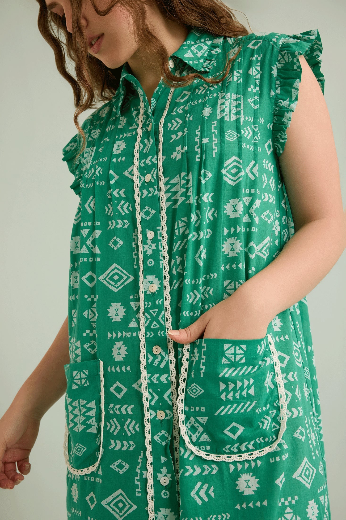 Kimberly Geometric Dress In Green