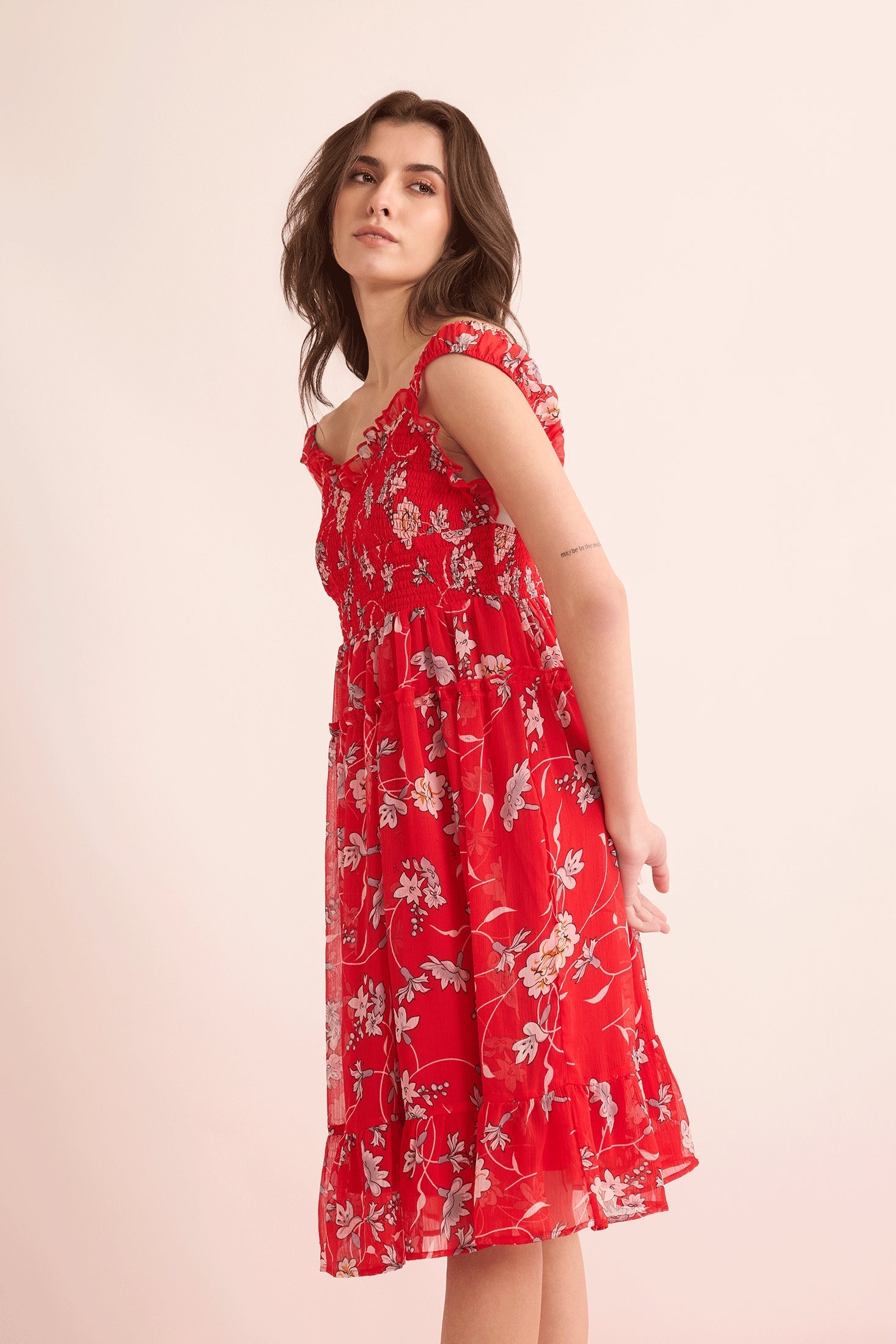 Rosalee's Meadow Dress In Red