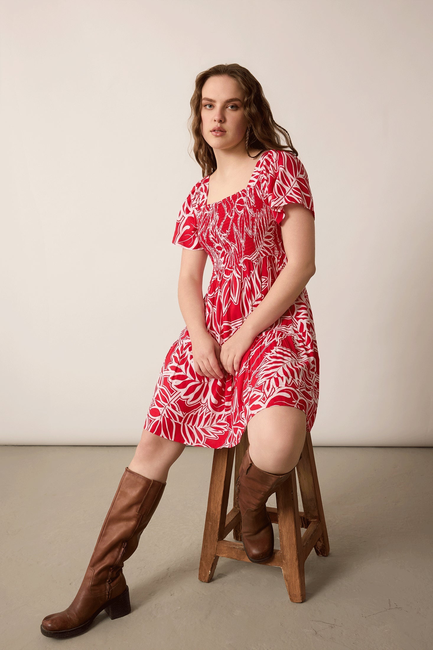 Lily's Cove Empire Waist Dress In Red