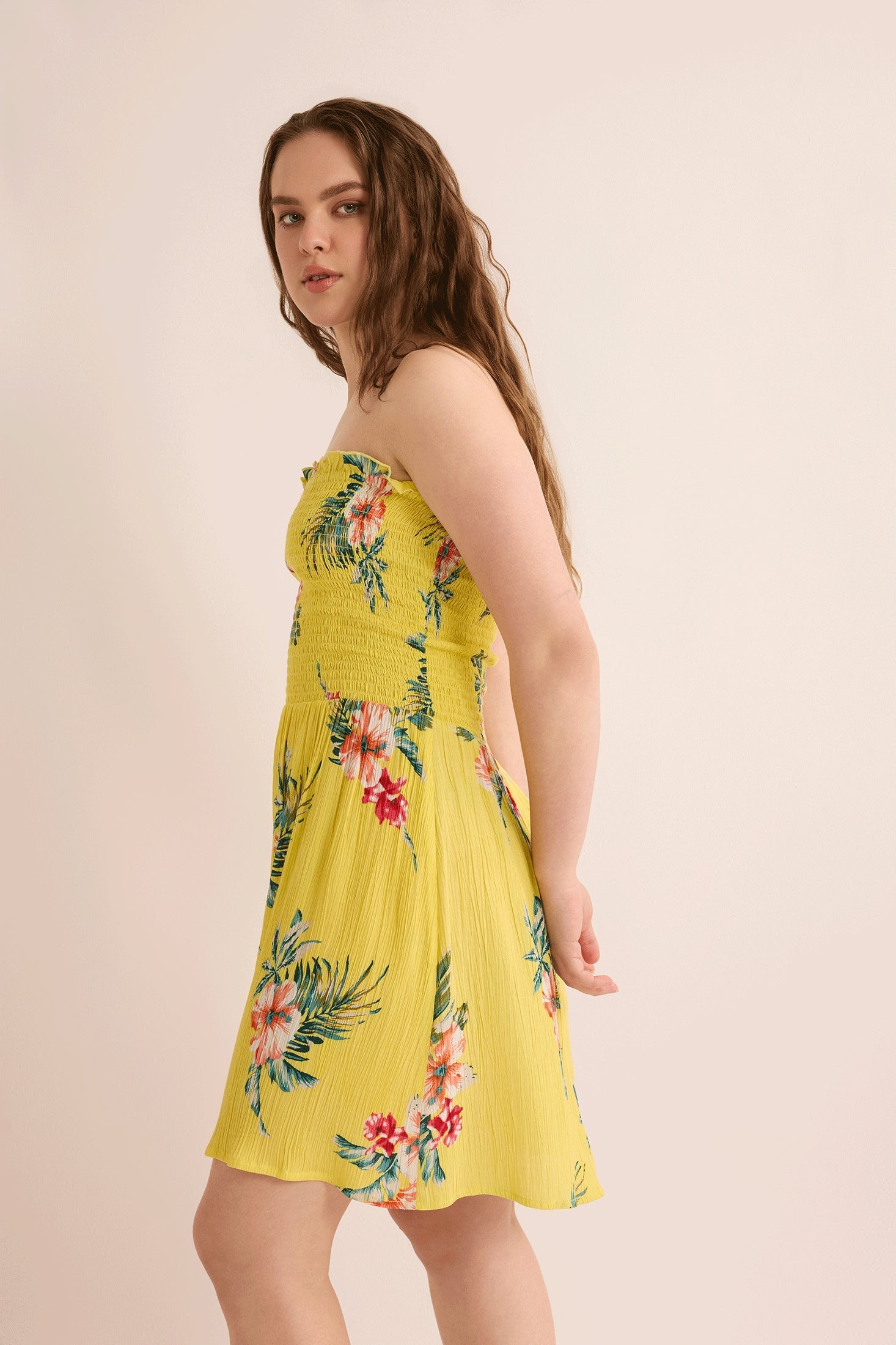 Grace's Morning Strapless Dress In Yellow