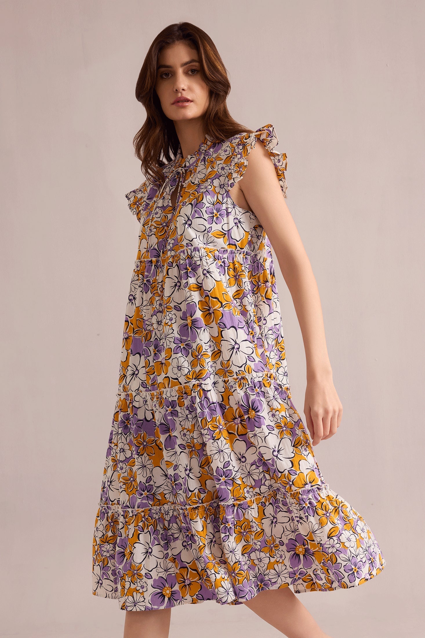 Blossom Paradise Empire Dress In Multicolor