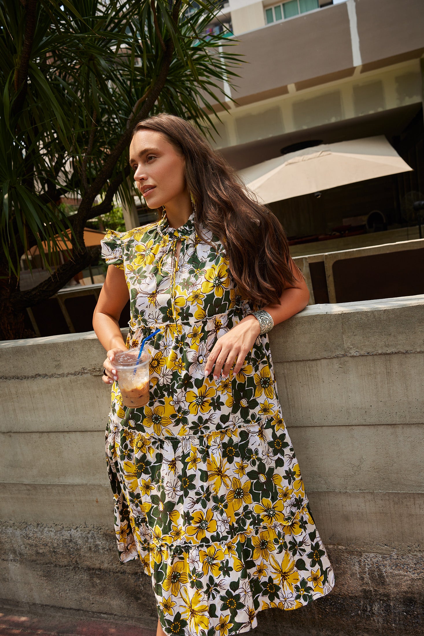 Blossom Paradise Empire Dress In Green