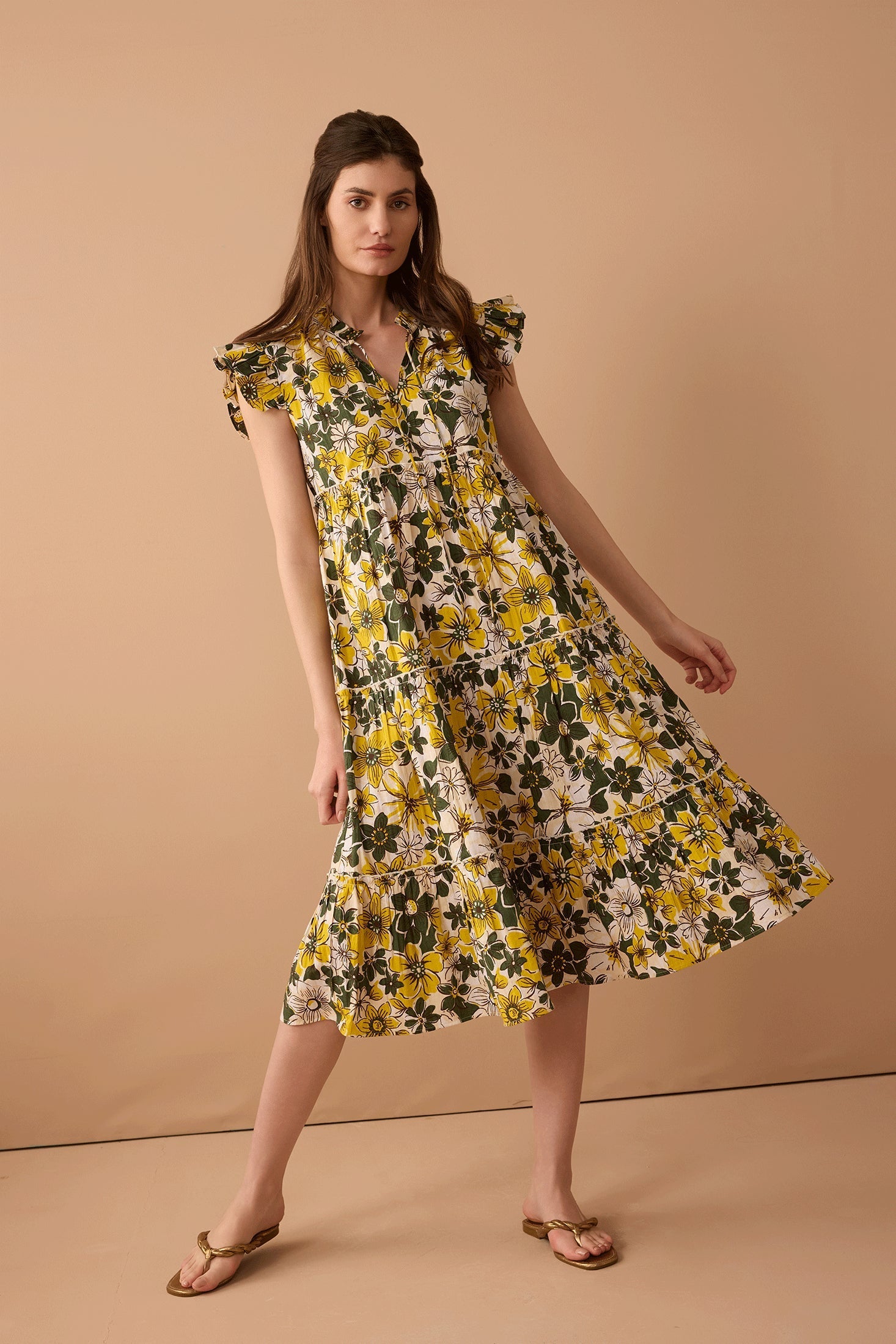 Blossom Paradise Empire Dress In Green