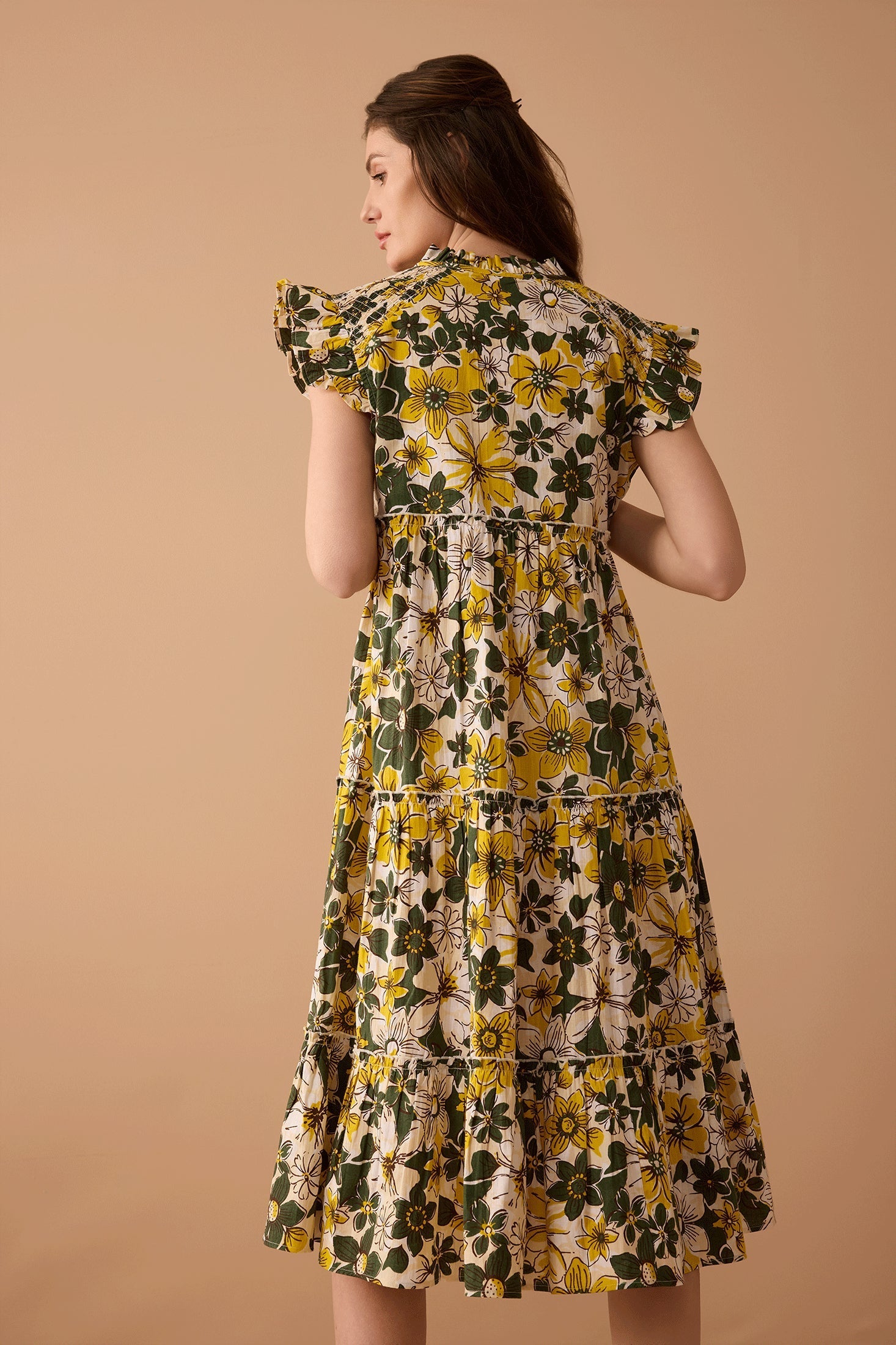 Blossom Paradise Empire Dress In Green