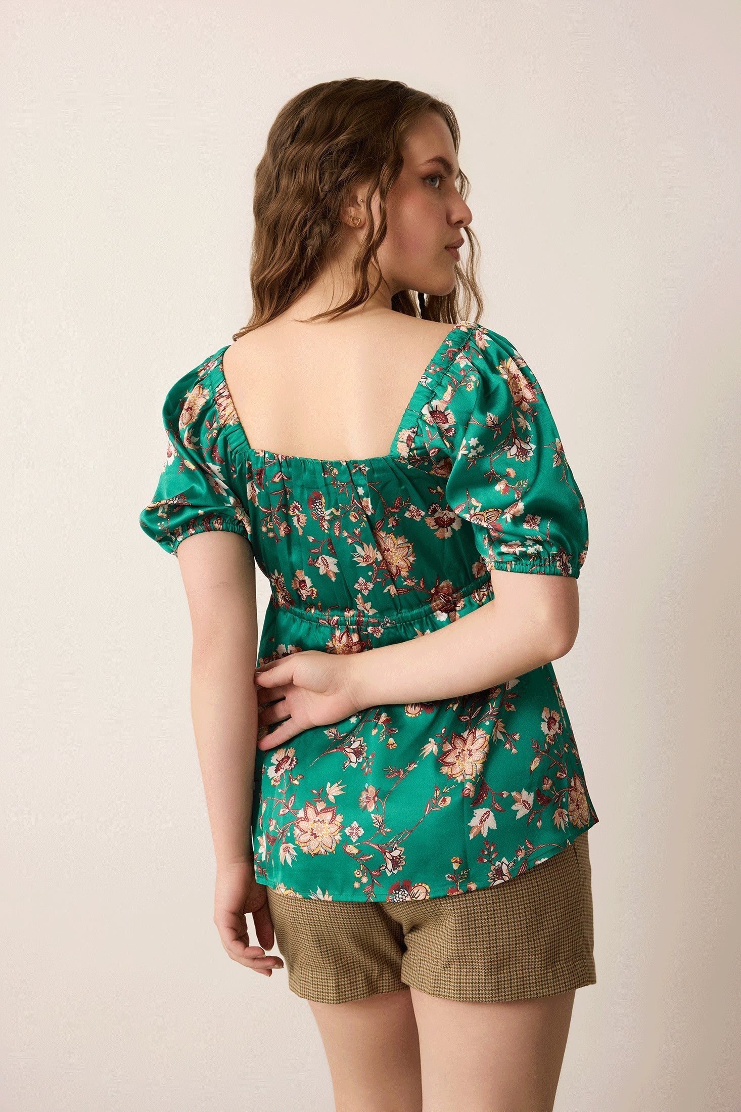 Garden Goddess Floral Top In Green