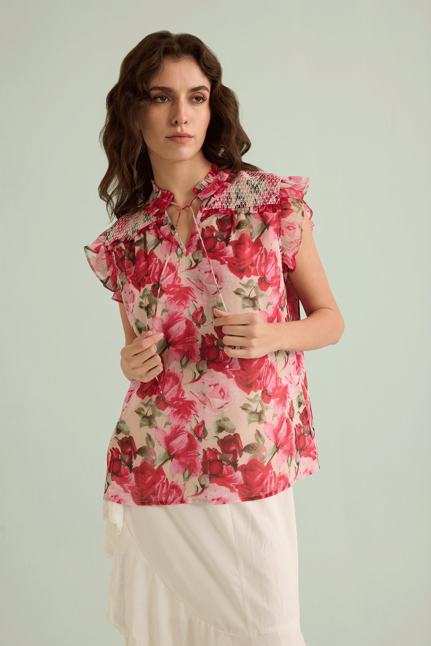 Trinity Rose Floral Top In Pink