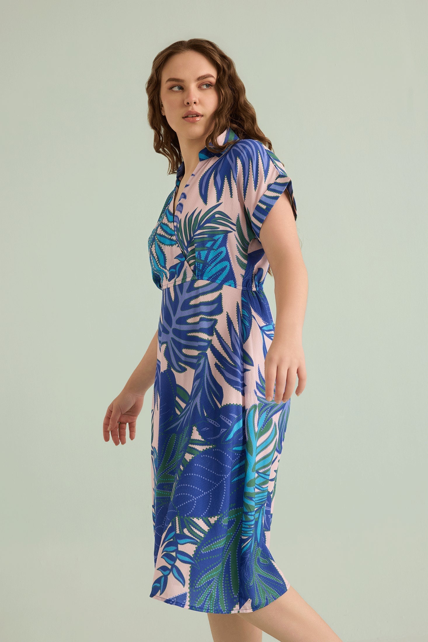 Island Breeze Shirt Dress In Blue