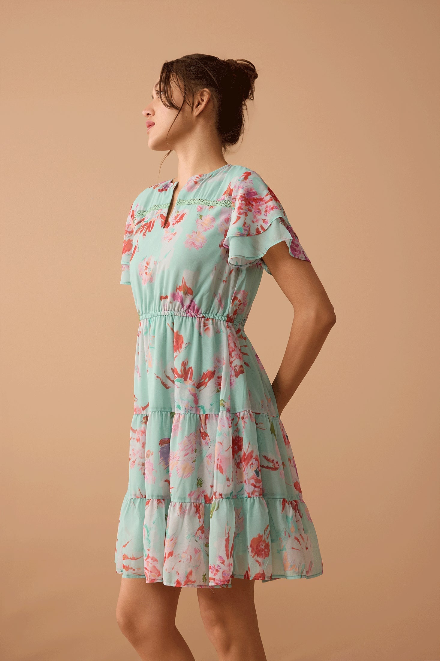 Nevaeh Floral Dress In Teal