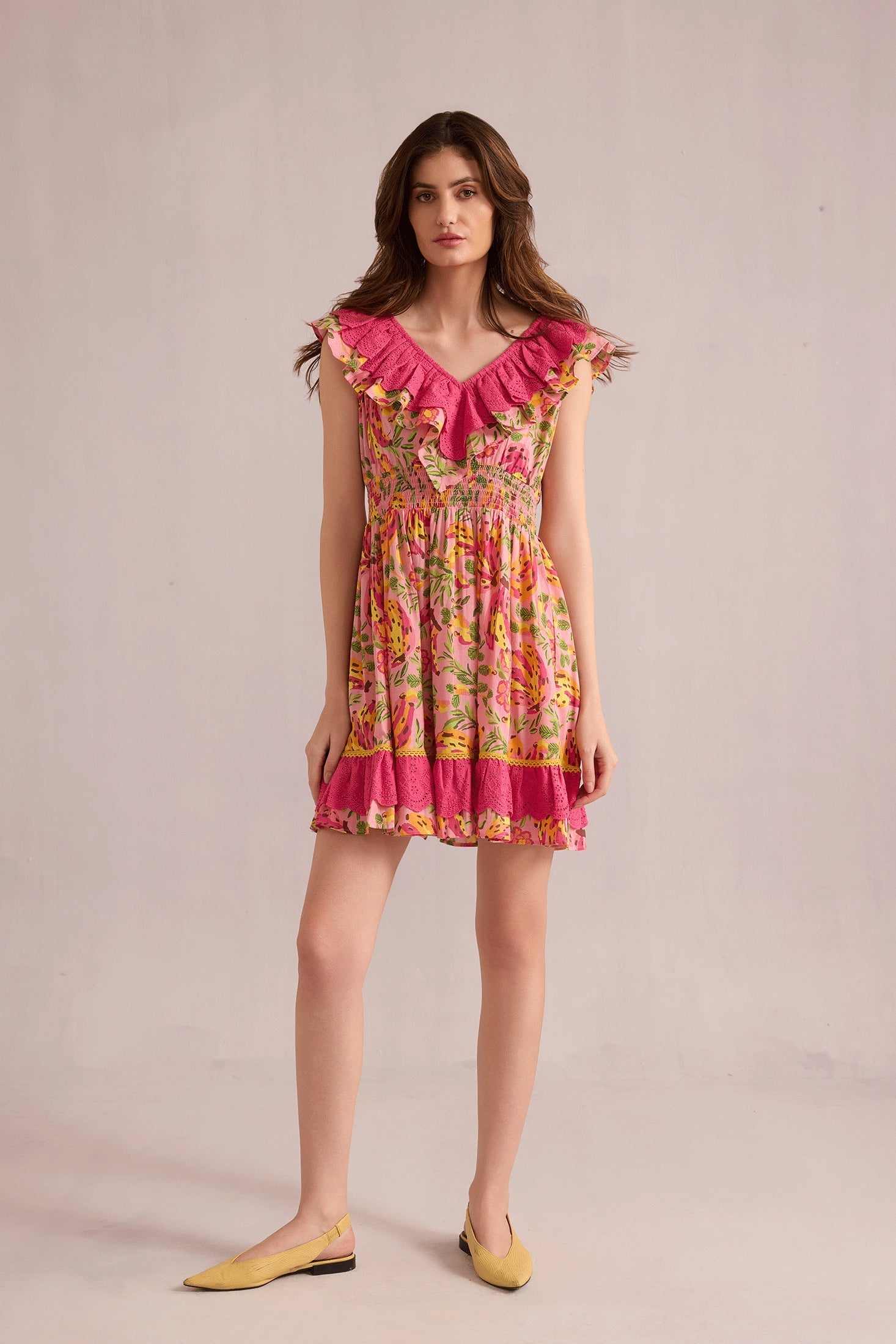 My Lush Oasis Empire Waist Dress Pink and Peach