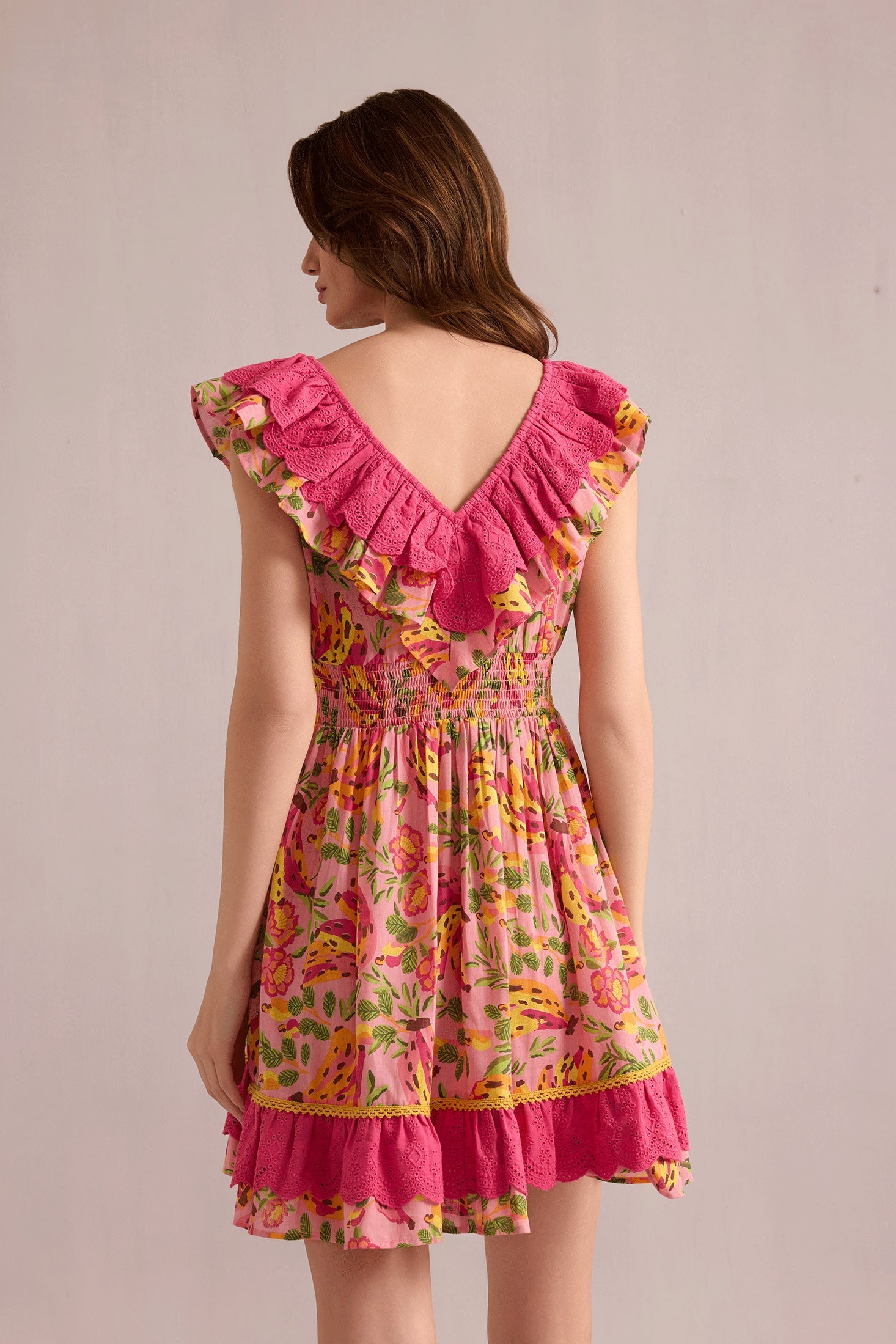 My Lush Oasis Empire Waist Dress Pink and Peach