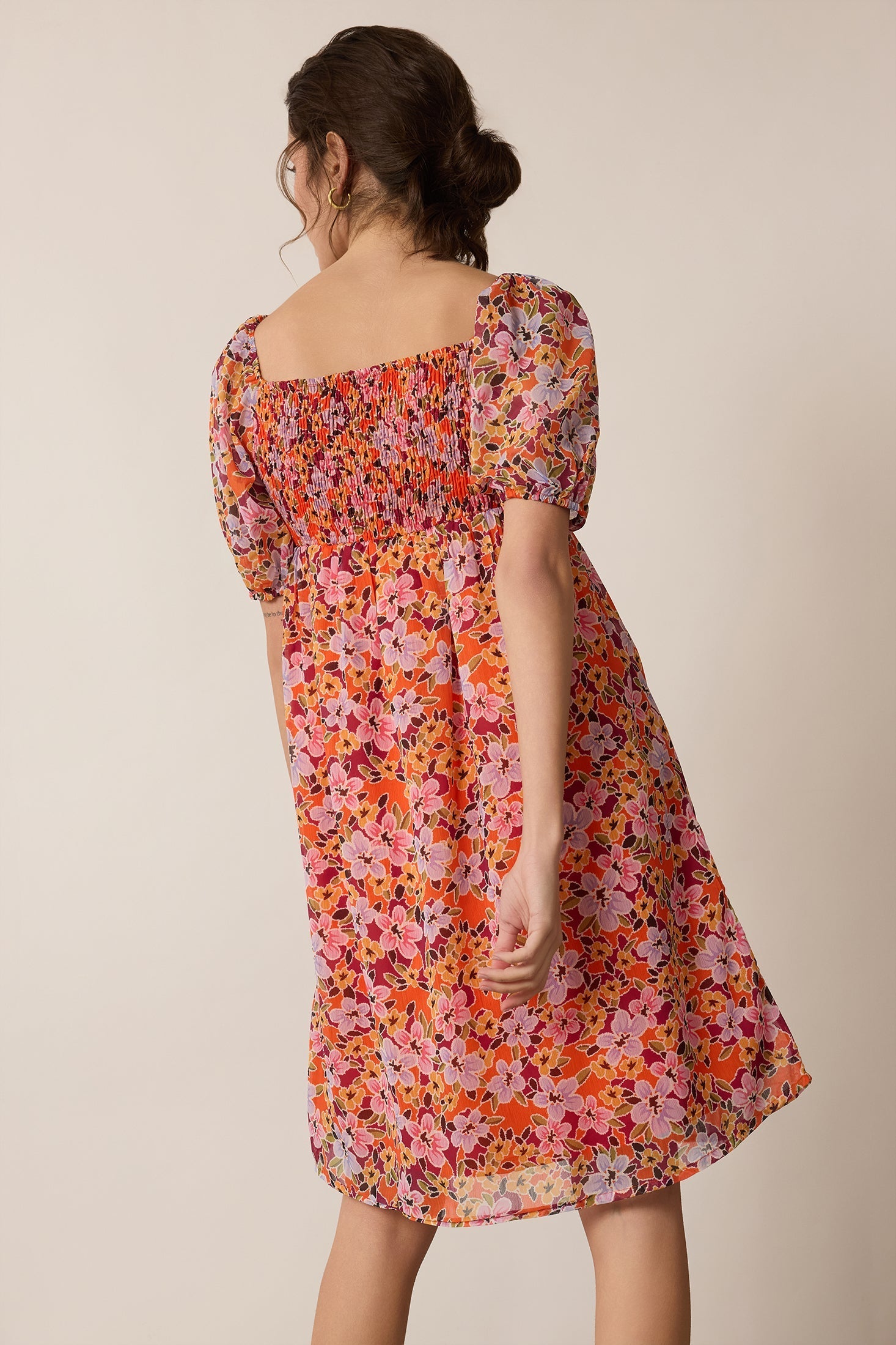 Peony Passion A-Line Dress In Orange