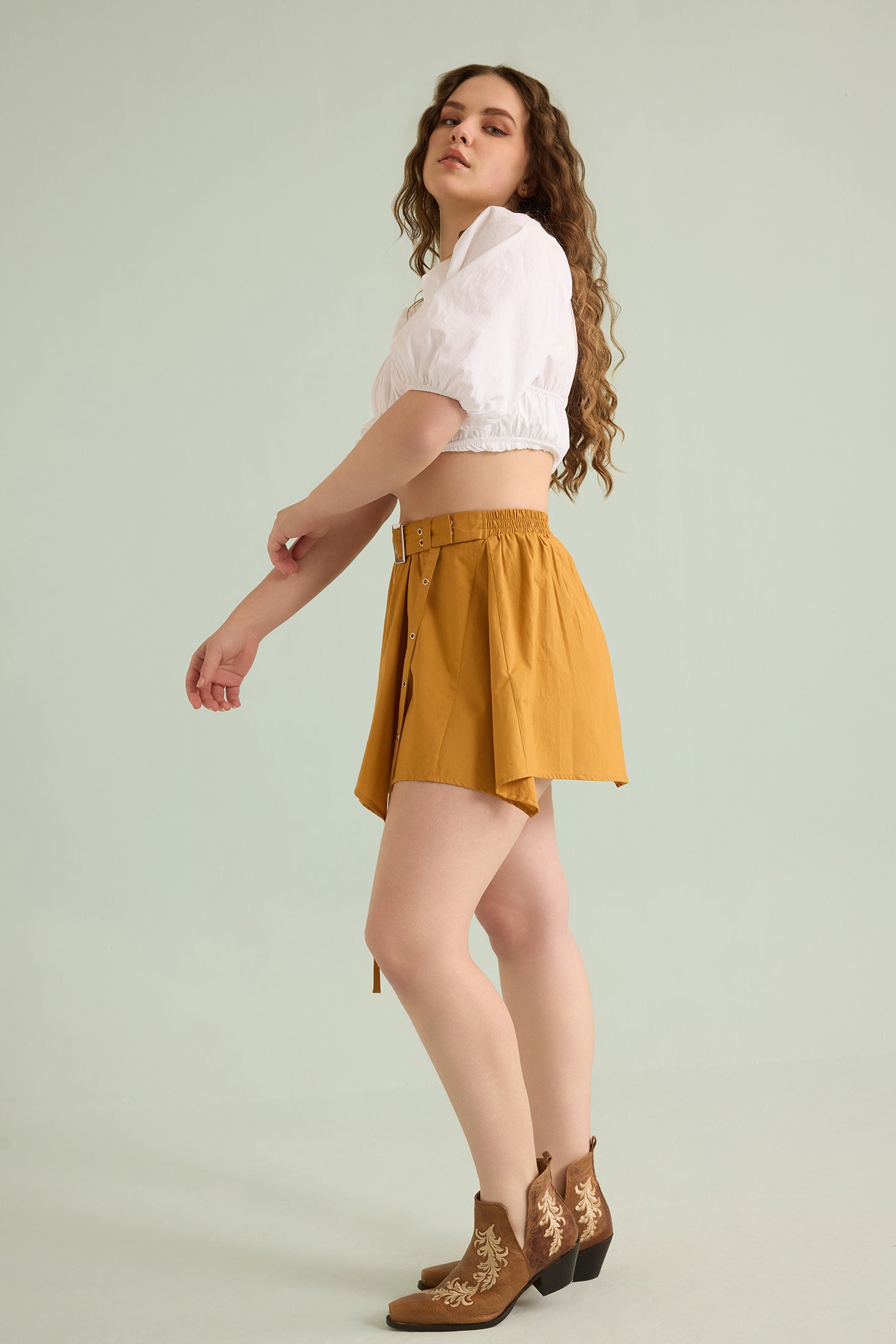 Marlee Patty Accented Skirt In Mustard